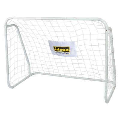 Idena Fußballtor Fußballtor aus Metall mit Netz, ca. 124 x 96 x 61 cm, Weiß, ideal für Outdoor, Garten, Park, Strand und Halle