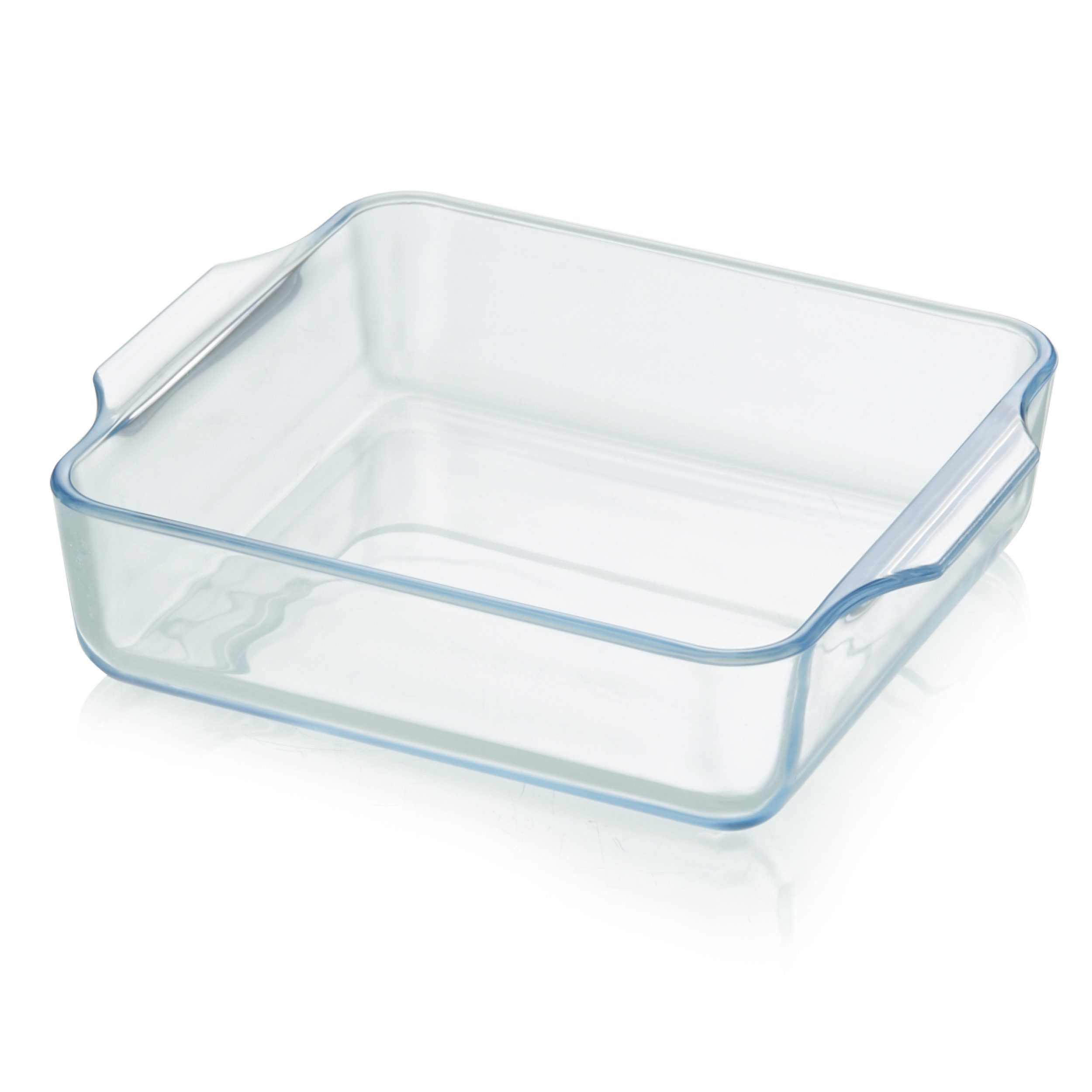 KHG Auflaufform aus Glas 1,5 Liter quadratisch für kalte & warme Speisen, Glas, temperaturbeständig -40 bis 450°C; mikrowellengeeignet