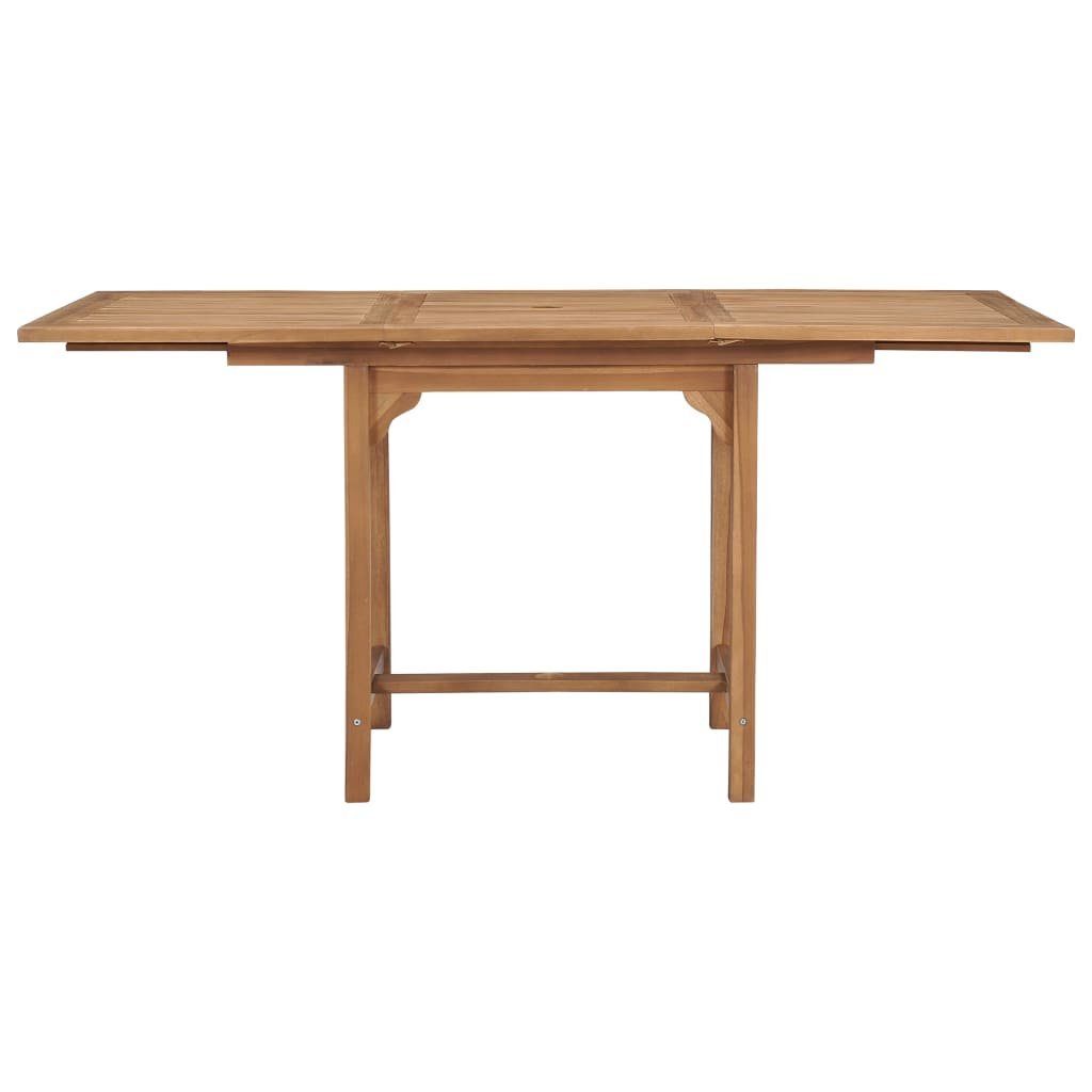 cm (1-St) vidaXL Ausziehbarer (110-160)×80×75 Massivholz Gartentisch Teak Gartentisch