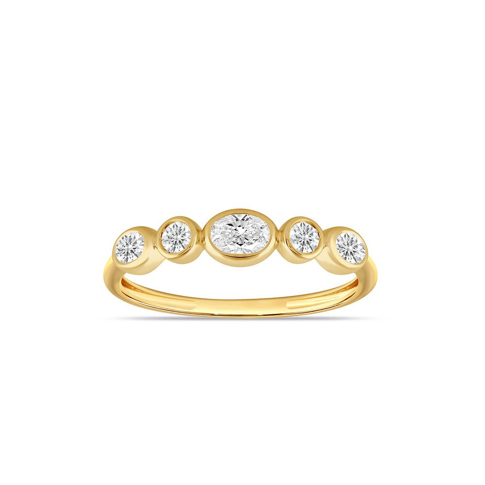 Stella-Jewellery Solitärring 585 Gelbgold Ring mit 5 Labor-Diamanten ca.0,49ct (inkl. Etui), 585 Goldschmuck mit Labor Diamant 0,49ct. - Poliert, Krabbenfassung