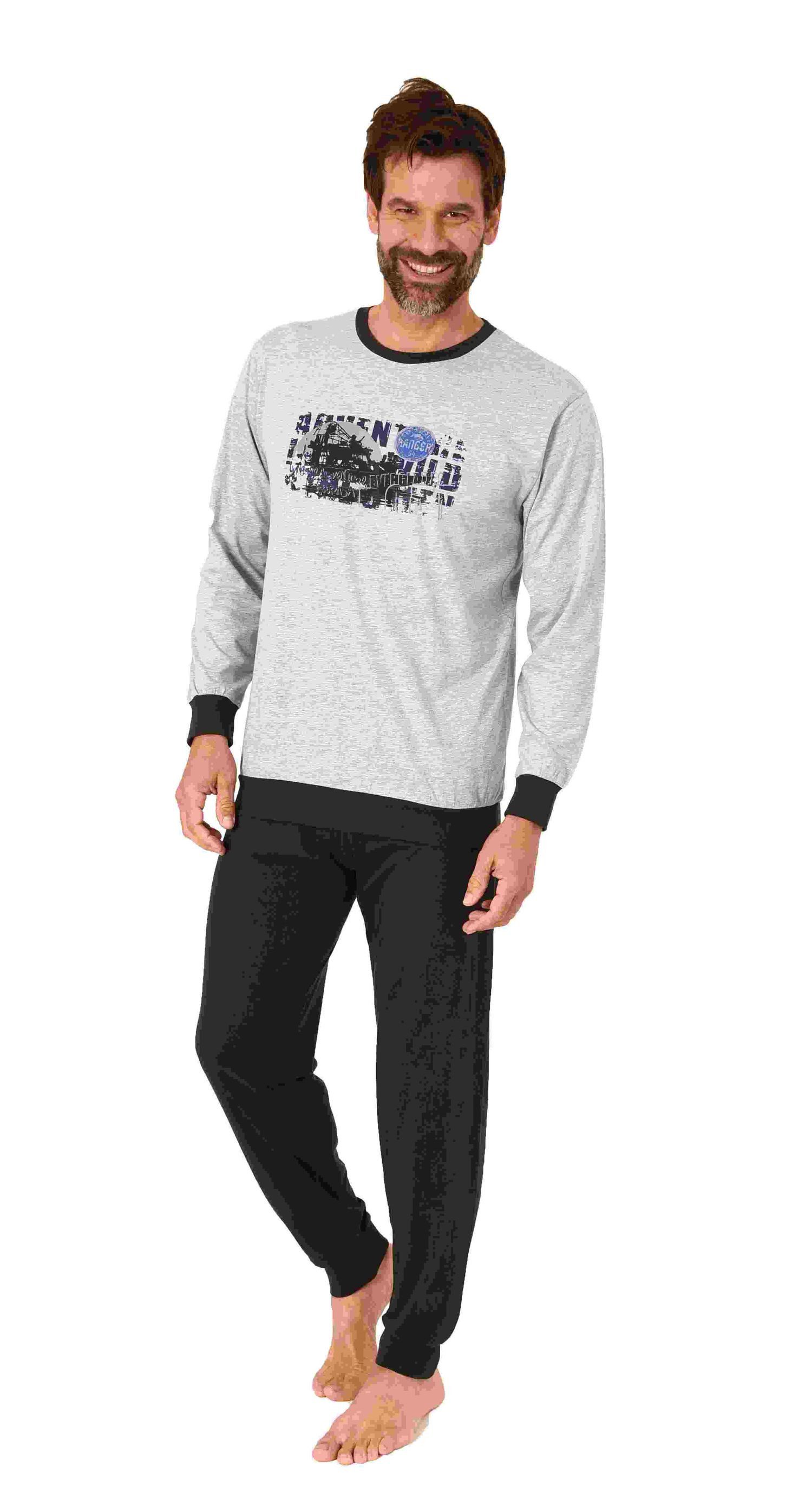 Normann Pyjama Herren langarm Schlafanzug mit Bündchen Pyjama in tollen Far günstig online kaufen