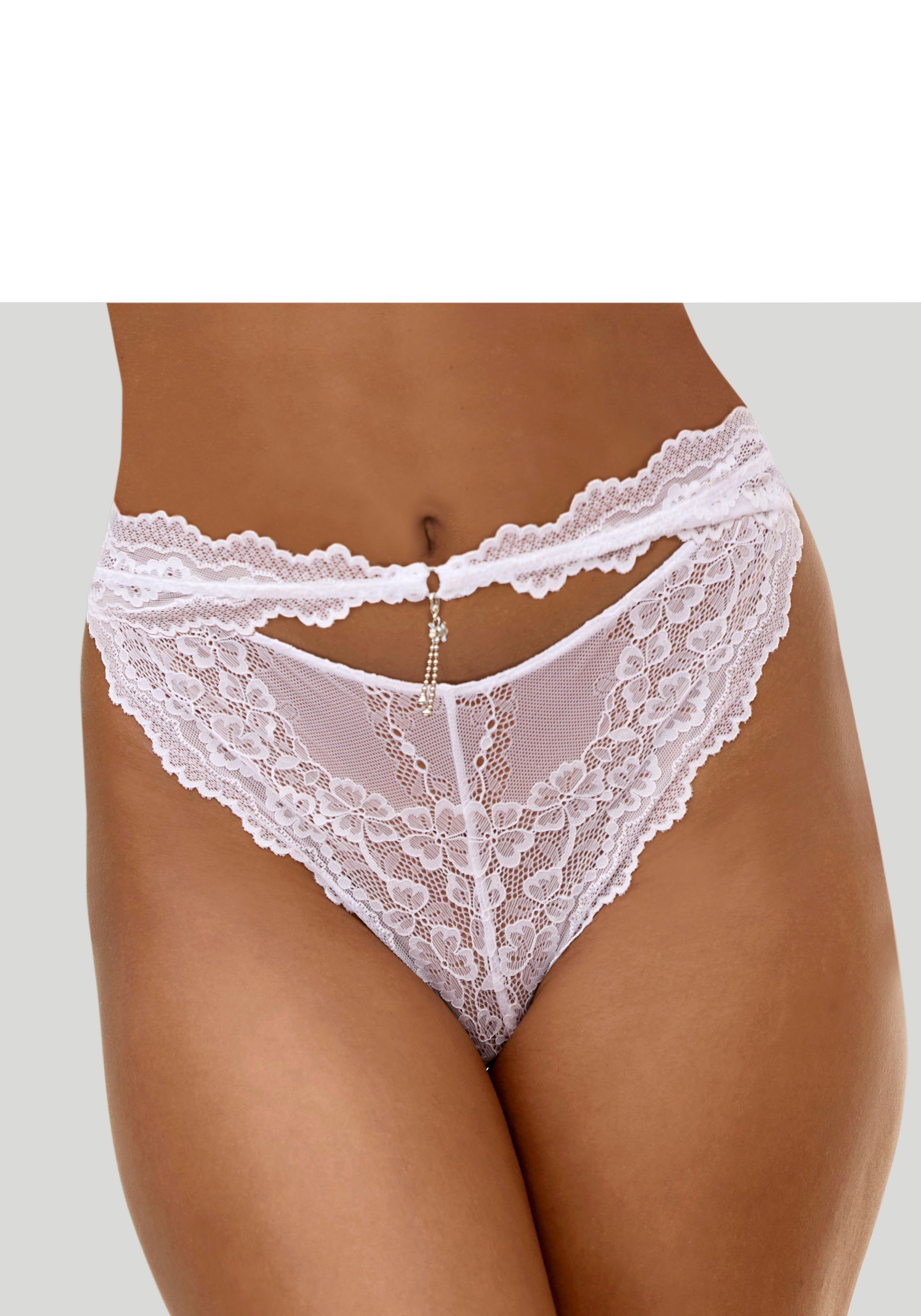 LASCANA Tanga mit hohem Schnitt und verführerischem Cut-Out weiß | String Tangas