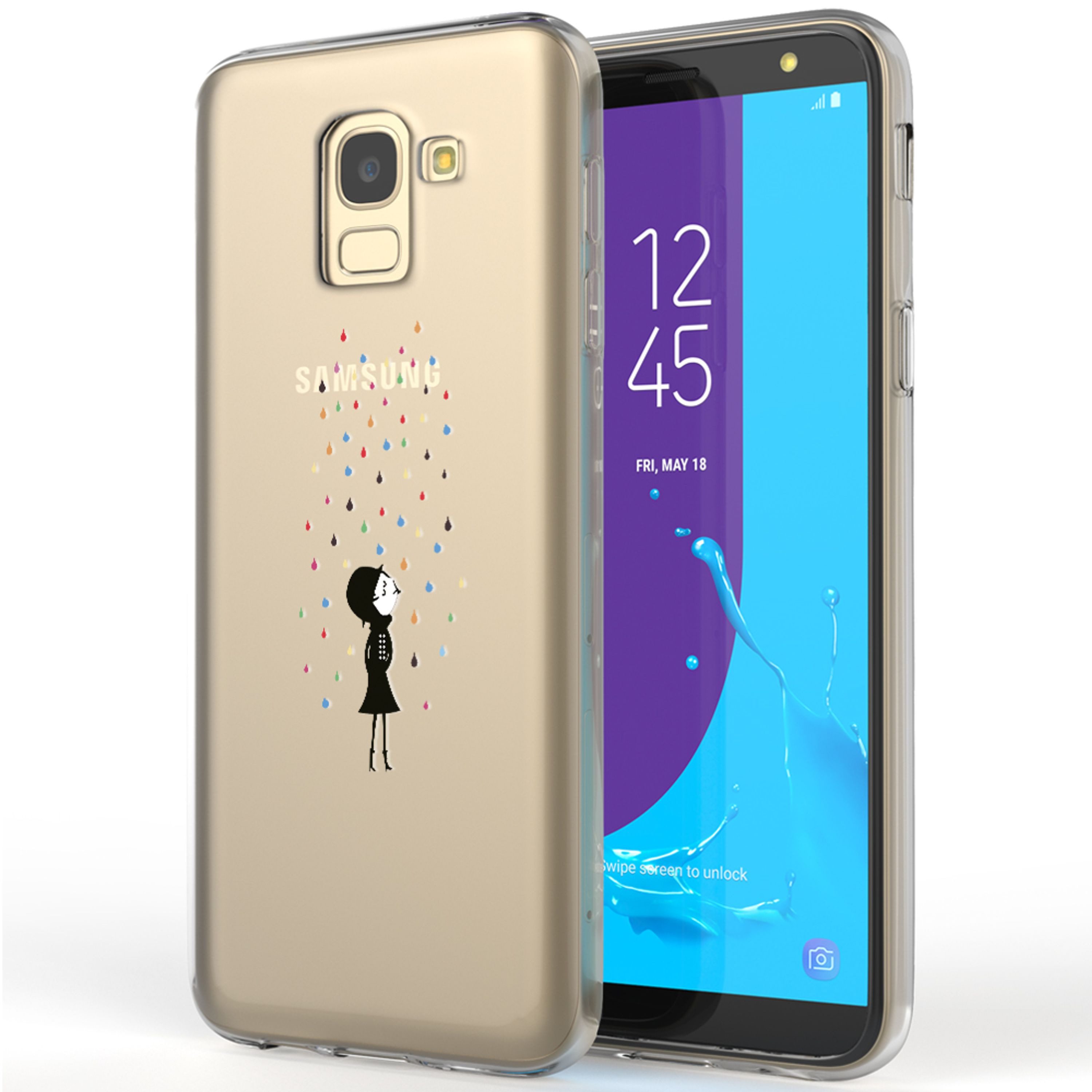 Nalia Smartphone-Hülle Samsung Galaxy J6 14,2 cm (5,6 Zoll), Motiv Silikon Hülle / Print Cover / Muster Schutzhülle / Design Case