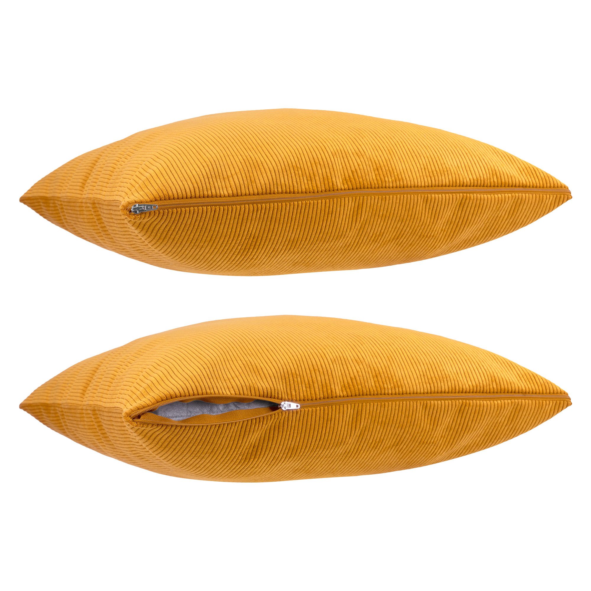 Selfitex Dekokissen 4er Set Cord Kissen inkl. Füllkissen, 2x 50x50 & 2x 30x50, robuster Bezug mit satten Farben, weiches Füllkissen