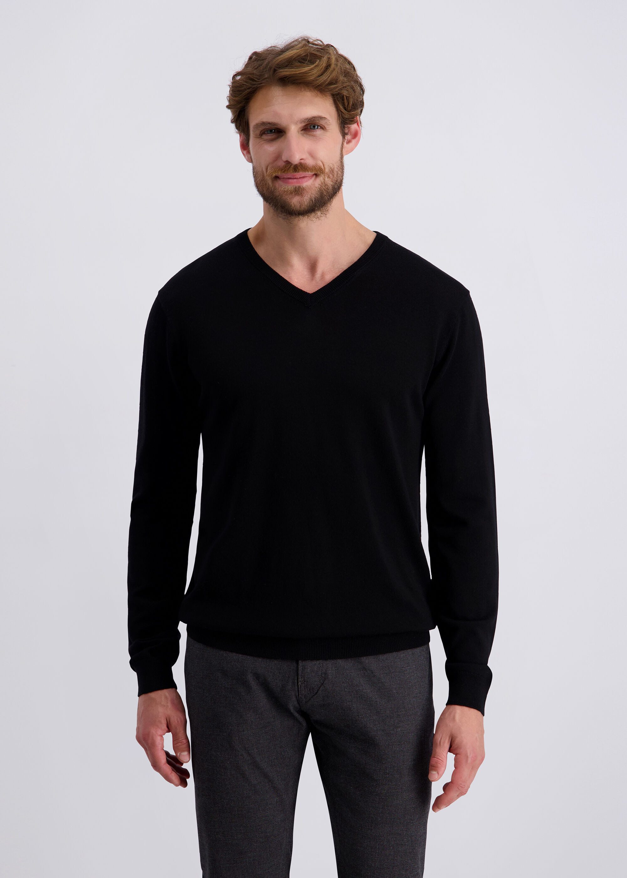 Pierre Cardin V-Ausschnitt-Pullover aus 100% Wolle günstig online kaufen