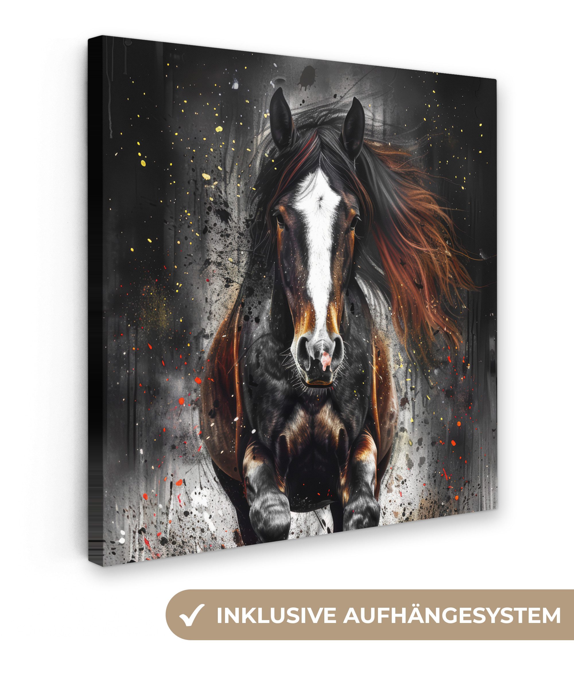 OneMillionCanvasses® Leinwandbild Pferd - Tiere - Schwarz - Luxus - Modern, günstig online kaufen