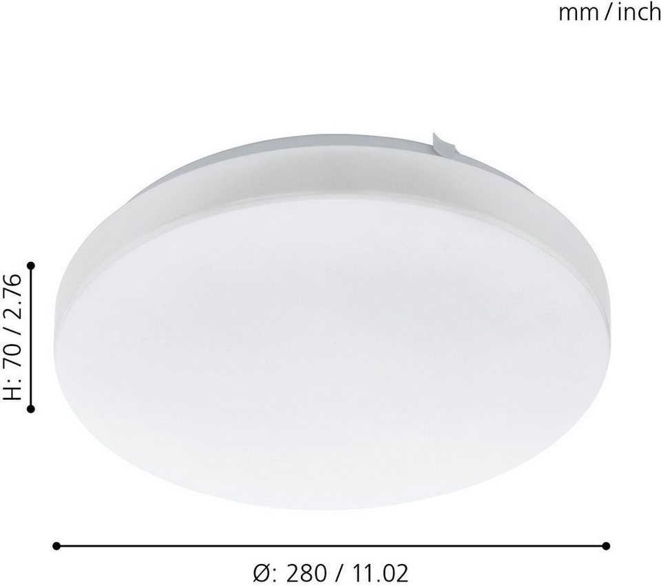 EGLO Deckenleuchte FRANIA, LED fest integriert, Warmweiß, weiß / Ø28 x H7 cm  / inkl. 1 x LED-Platine (10W) / warmweißes Licht
