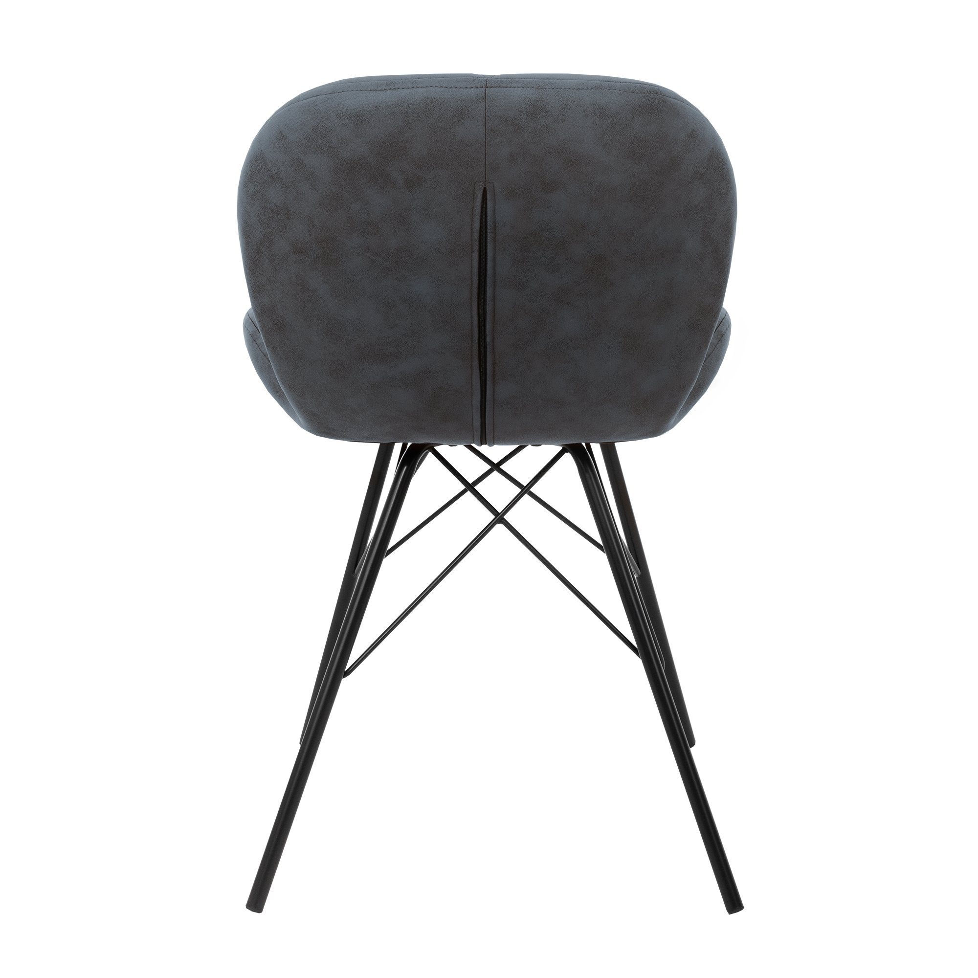 Ergonomisch Anthrazit Wohnzimmerstuhl Esszimmerstühle Set), (4er Küchenstuhl Stuhl ML-DESIGN Kunstlederbezug Metallbeine