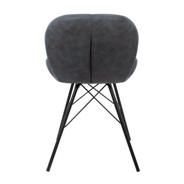 ML-DESIGN Stuhl Esszimmerstuhl Set mit Rückenlehne und Metallbeinen Küchenstühle (2 St), 2er Set Wohnzimmerstuhl Anthrazit Polster 48x50x74cm PU-Leder