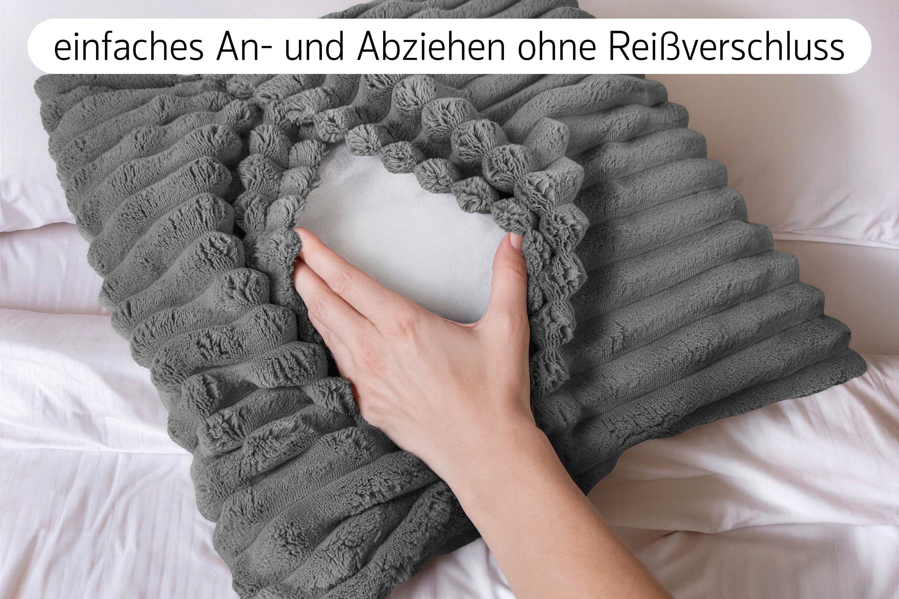 Amilian Dekokissen Dekokissen mit Füllung 4er Set, in moderner Cord-Optik pflegeleicht und waschbar