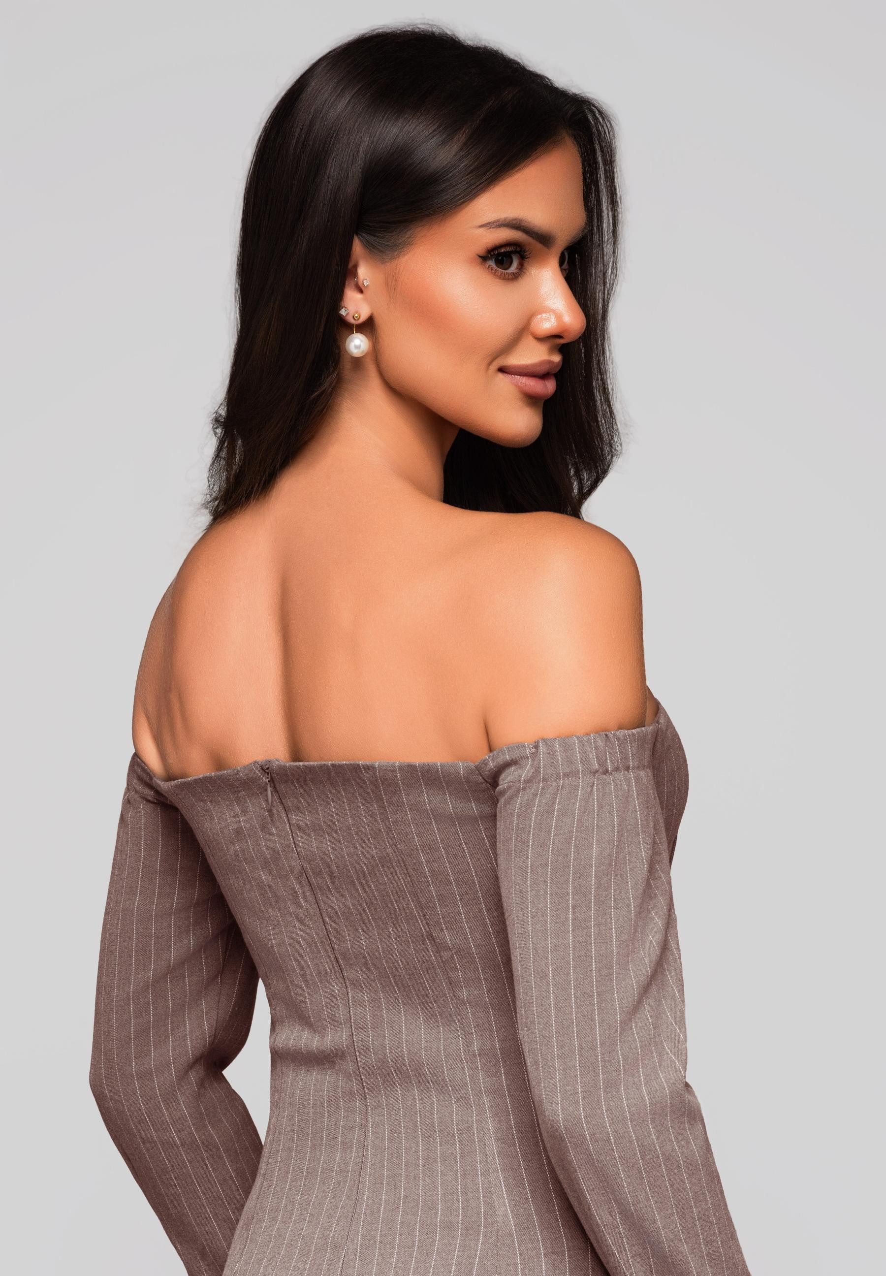 OMBRE Cocktailkleid Schulterfreies Minikleid im Blazerstil
