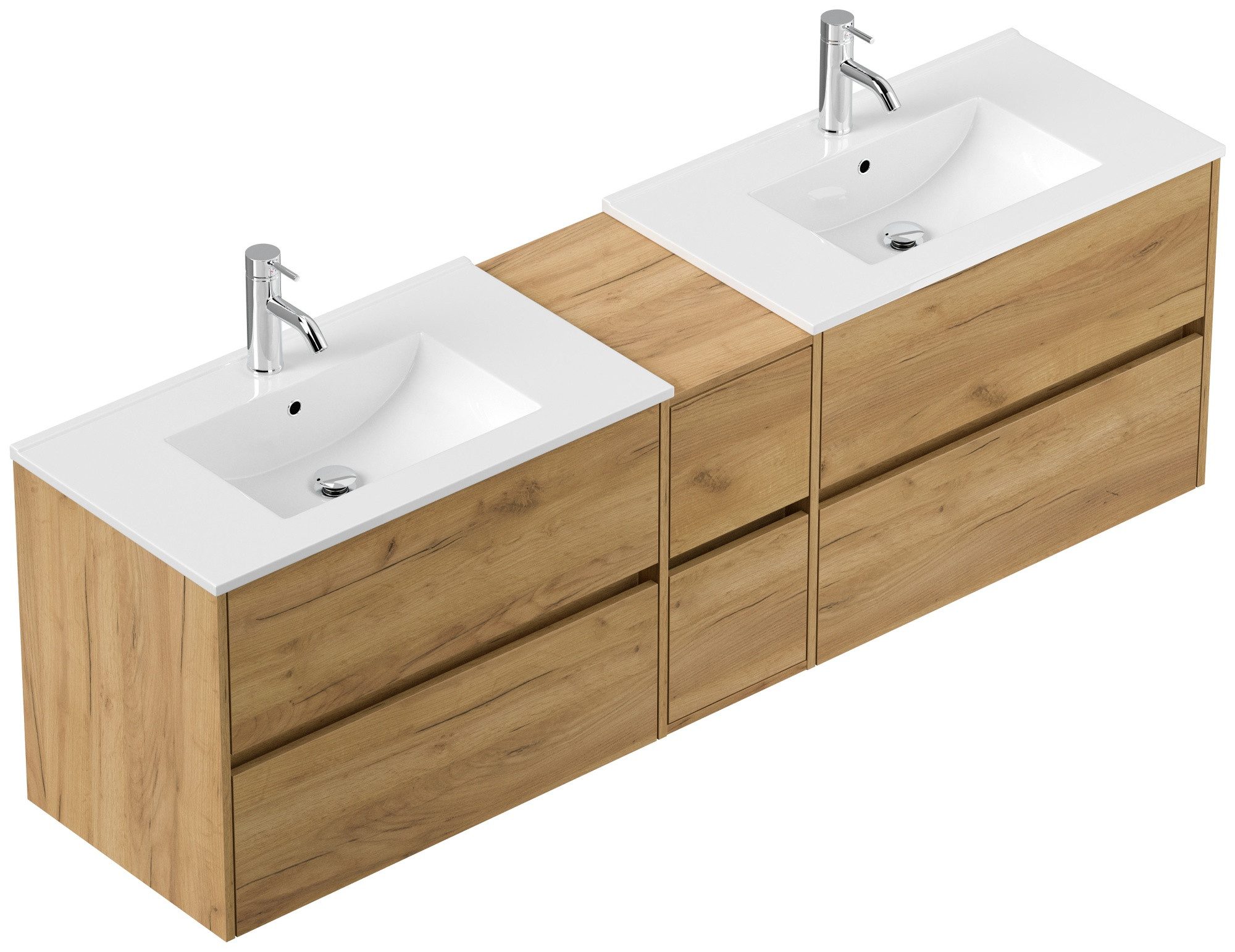 Magnolia Home Doppelwaschtisch Badmöbelset Taifun 190cm eiche gold