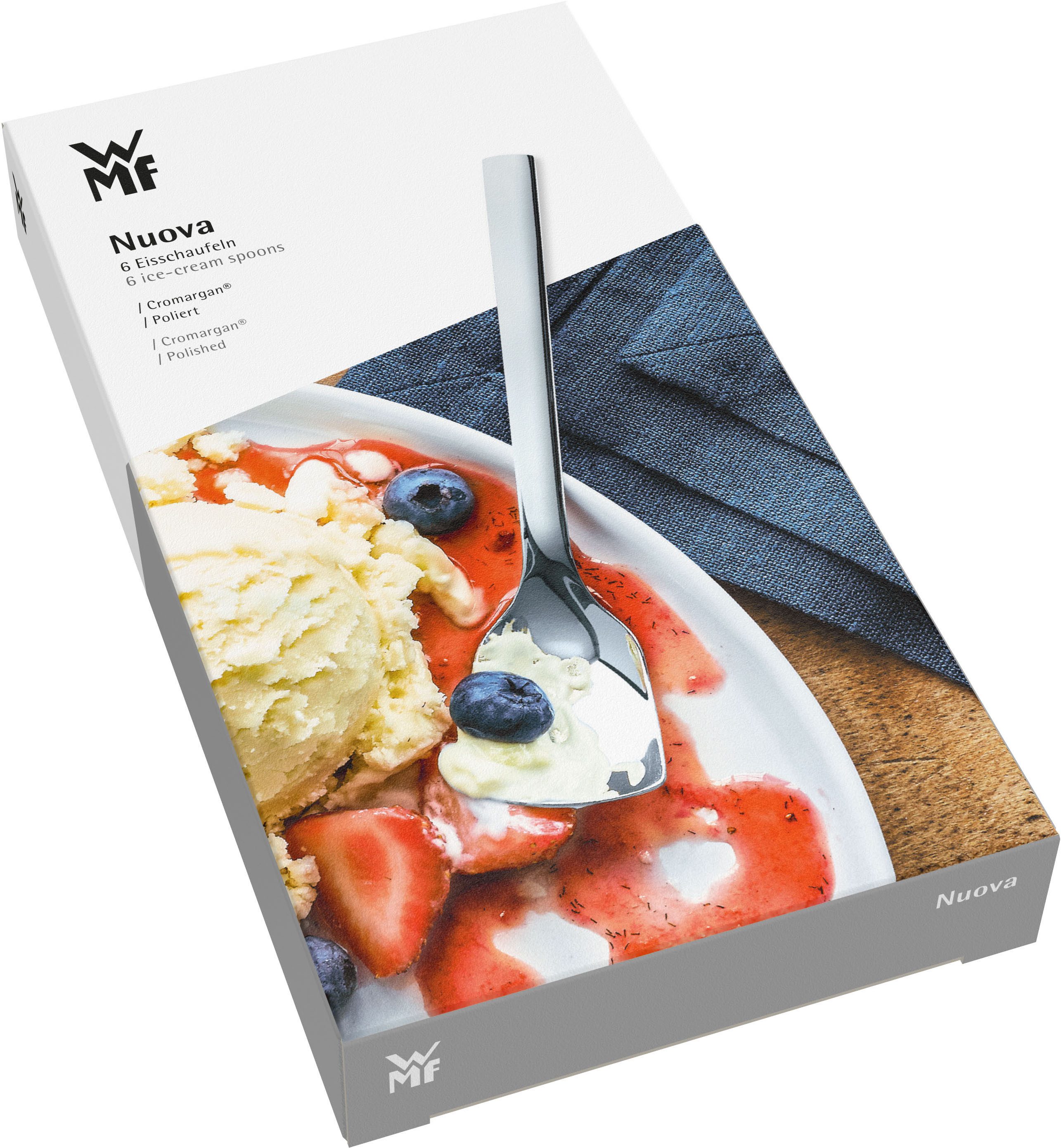 WMF Eislöffel Nuova (6 Stück), 6-tlg., 14 cm, Cromargan Edelstahl rostfrei 18/10, Geschenkverpackung