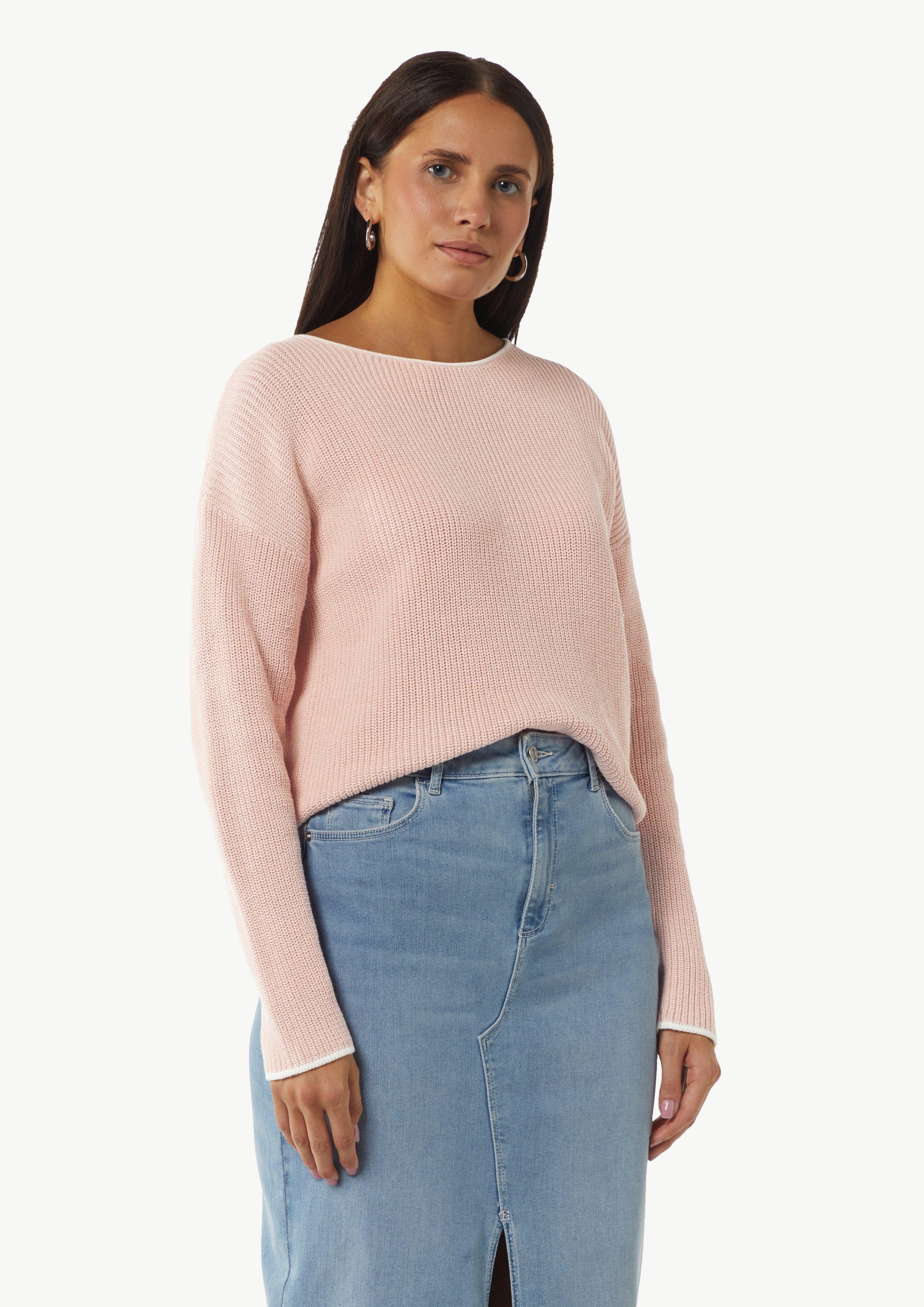 Langarmshirt Strickpullover aus Baumwolle mit überschnittenen Schultern
