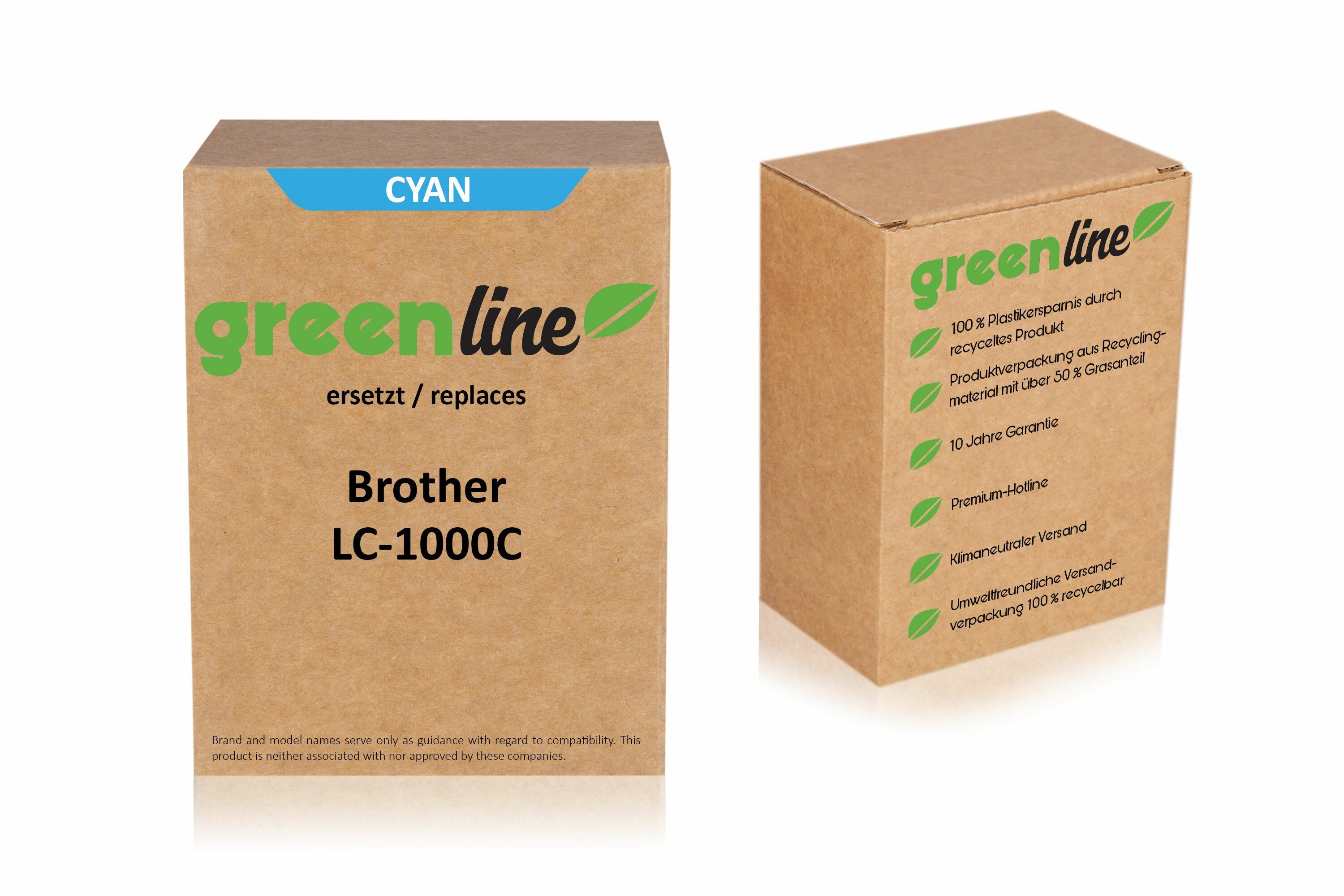 C Inkadoo greenline LC1000 Tintenpatrone C Brother LC-1000 ersetzt