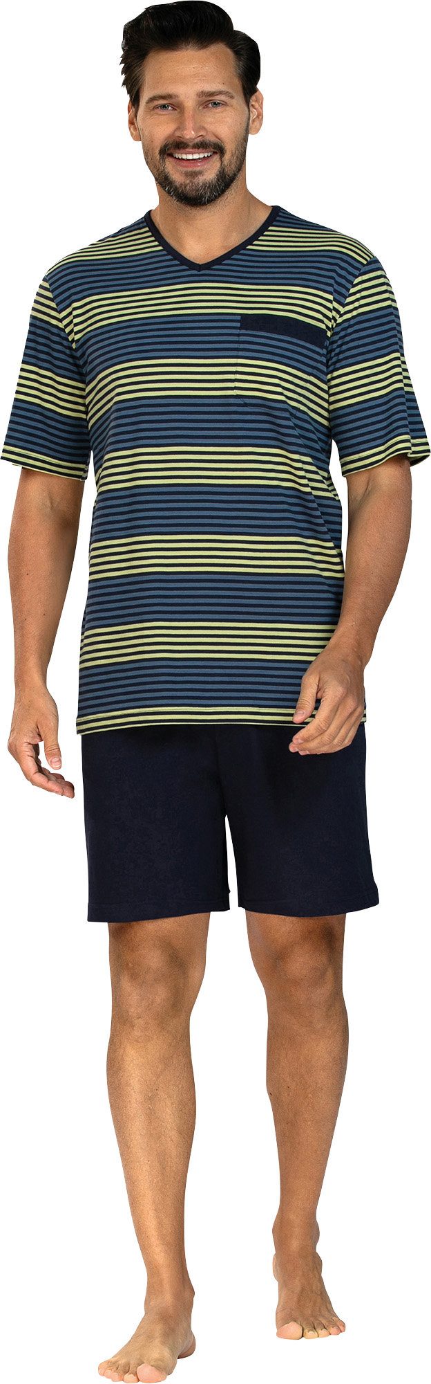 Comte Pyjama Herren-Shorty Single-Jersey Streifen