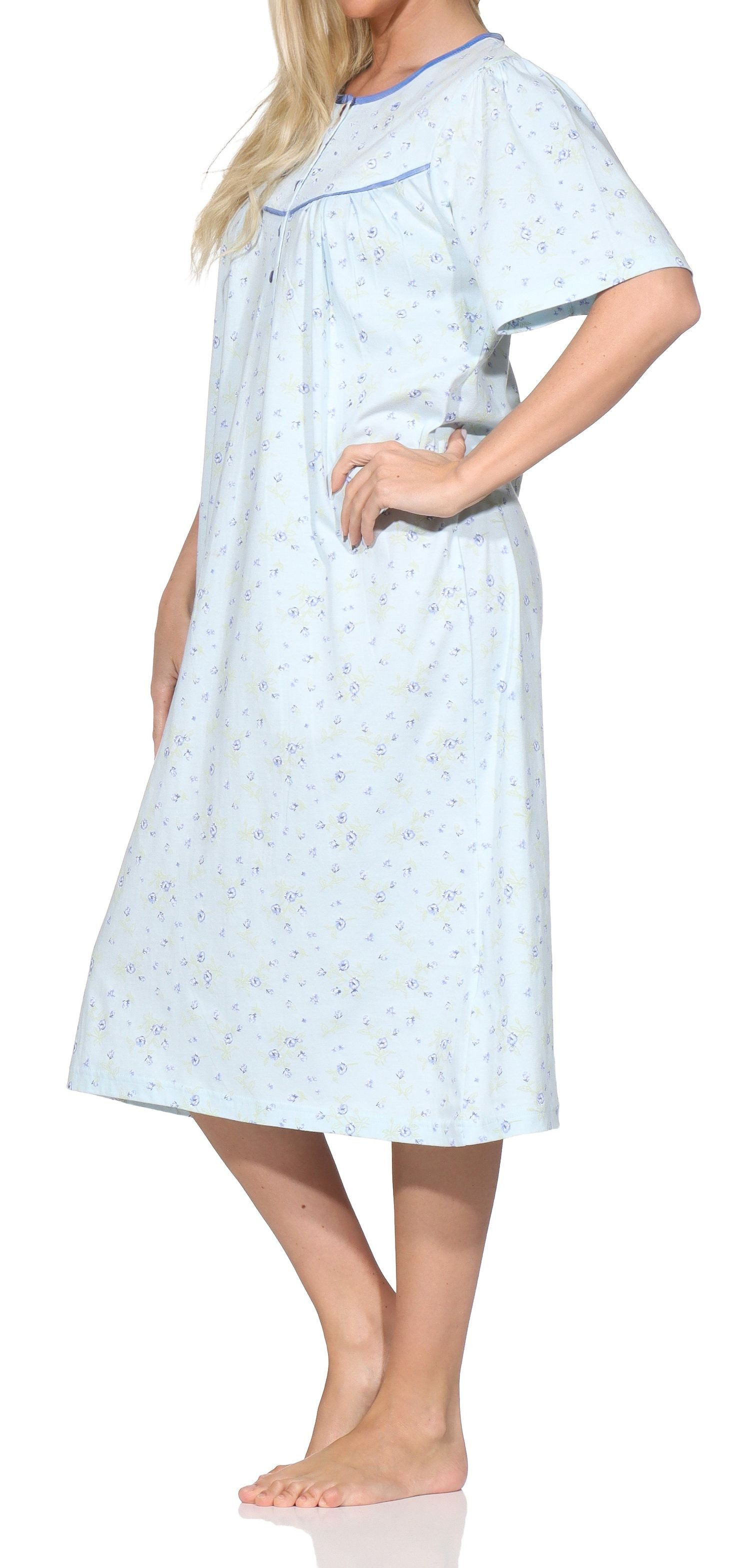 Normann Nachthemd Normann Damen Nachthemd kurzarm – Romantisches Floral-Design