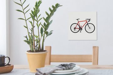 OneMillionCanvasses® Leinwandbild Fahrrad - Rot - Weiß - Rennrad, (1 St), Leinwand Bilder für Wohnzimmer Schlafzimmer