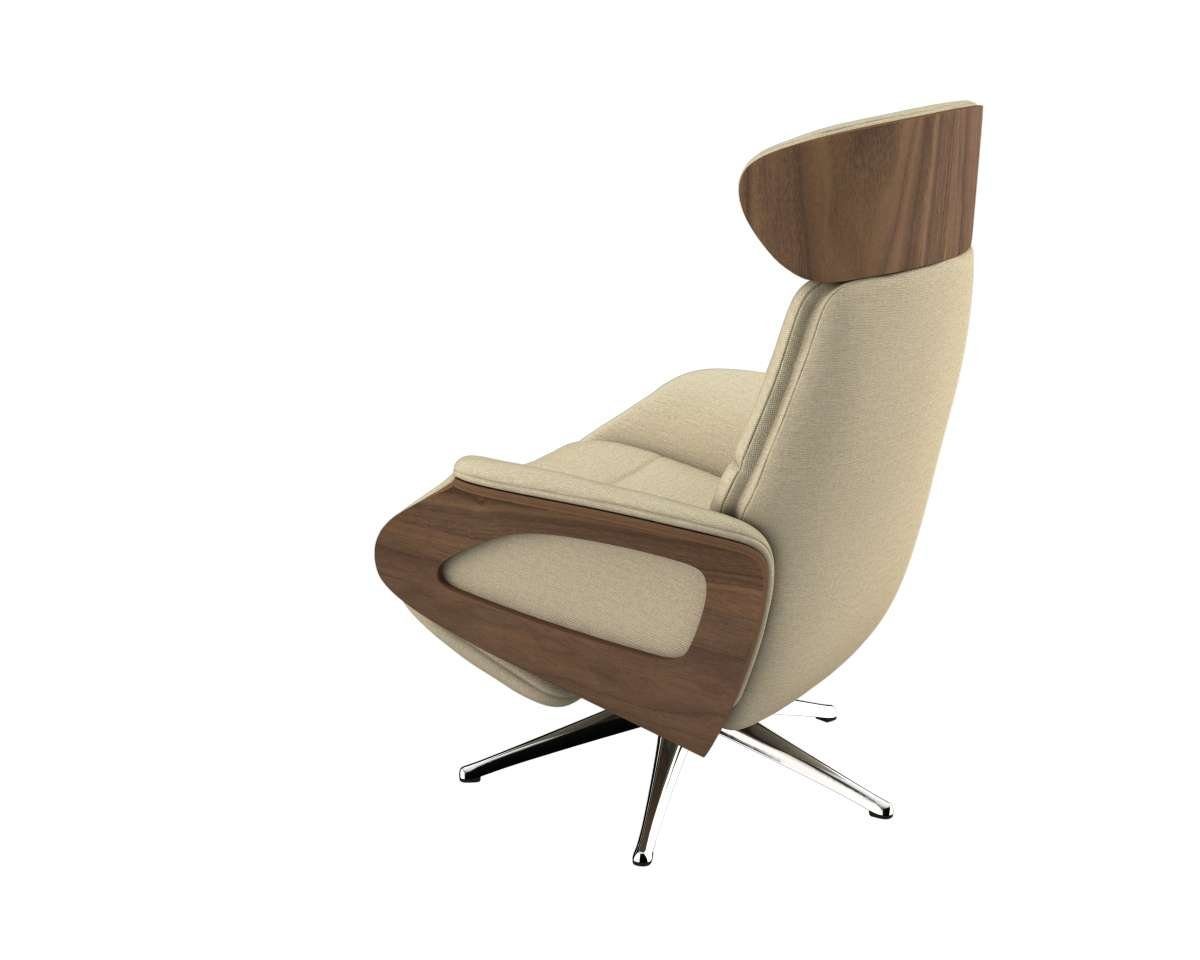 FLEXLUX Relaxsessel Clement elektrischer Funktionsessel, Größe M, Rücken & Fußteil elektrisch, Akku, Arml. Walnuss, Fuß Alu