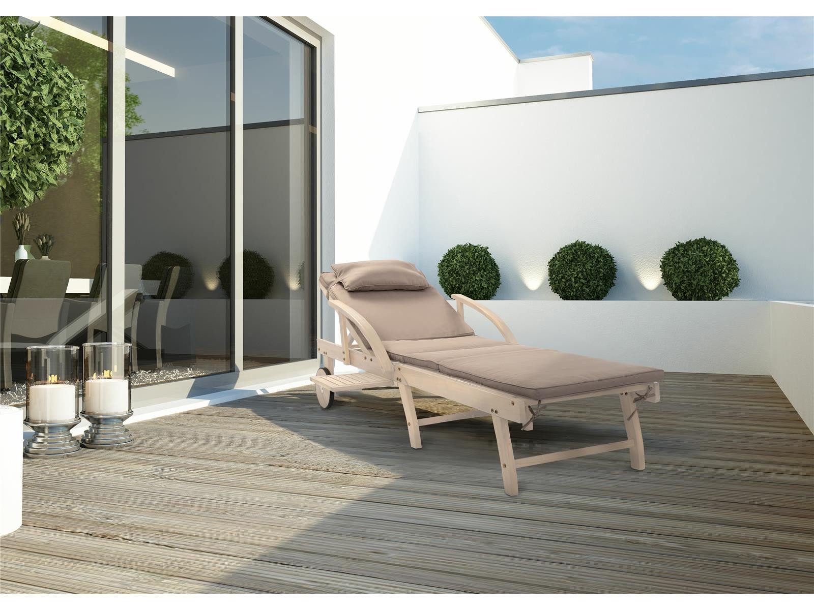 Gartenliege »St. Tropez« Holzliege mit Rollen günstig online kaufen