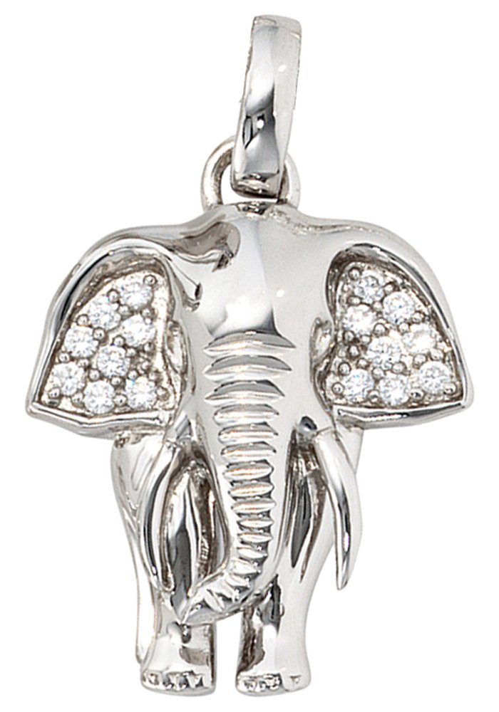 JOBO Kettenanhänger Anhänger Elefant, 925 Silber mit Zirkonia | Kettenanhänger