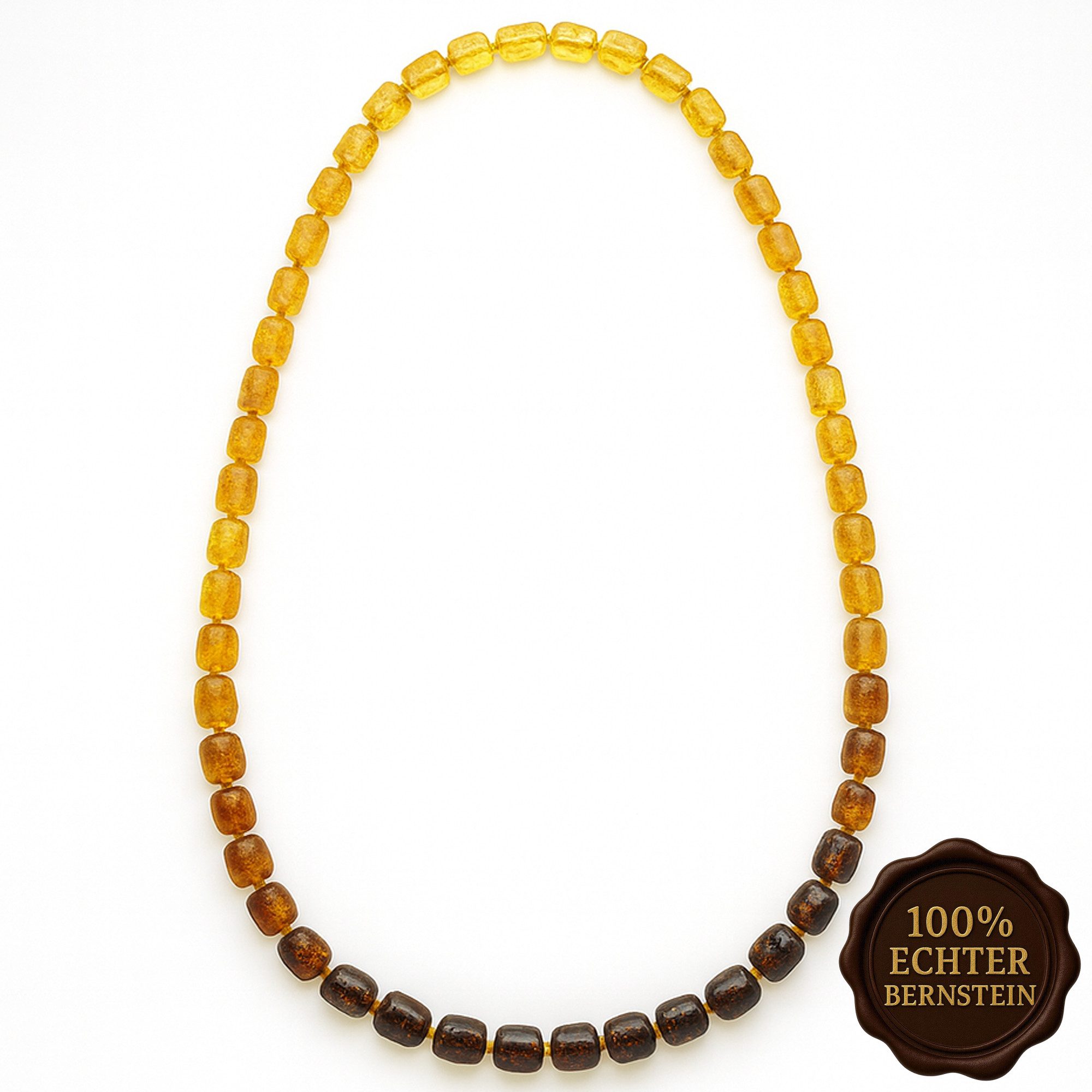 M-Punkt24 Collier Bernstein (Halskette, 50cm, Echter Bernstein, Partner-Look, inkl. Etui), Damen und Herren - Unisex Schmuck