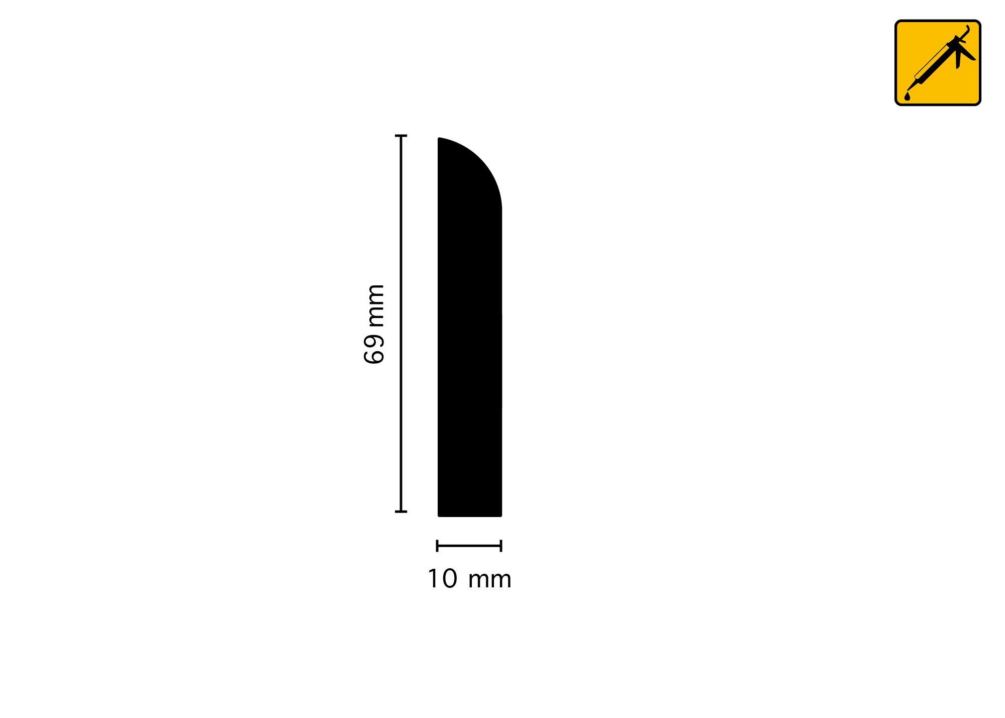 nestup Sockelleiste NUK02 Biegebare L: Stück weiß, cm, Leiste 6.9 10x69x2400 cm, H: 1 240
