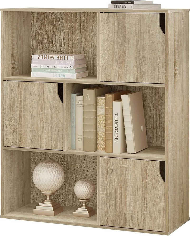 EUGAD Bücherregal, 1-tlg., Würfelregal mit Türen aus Holzwerkstoff