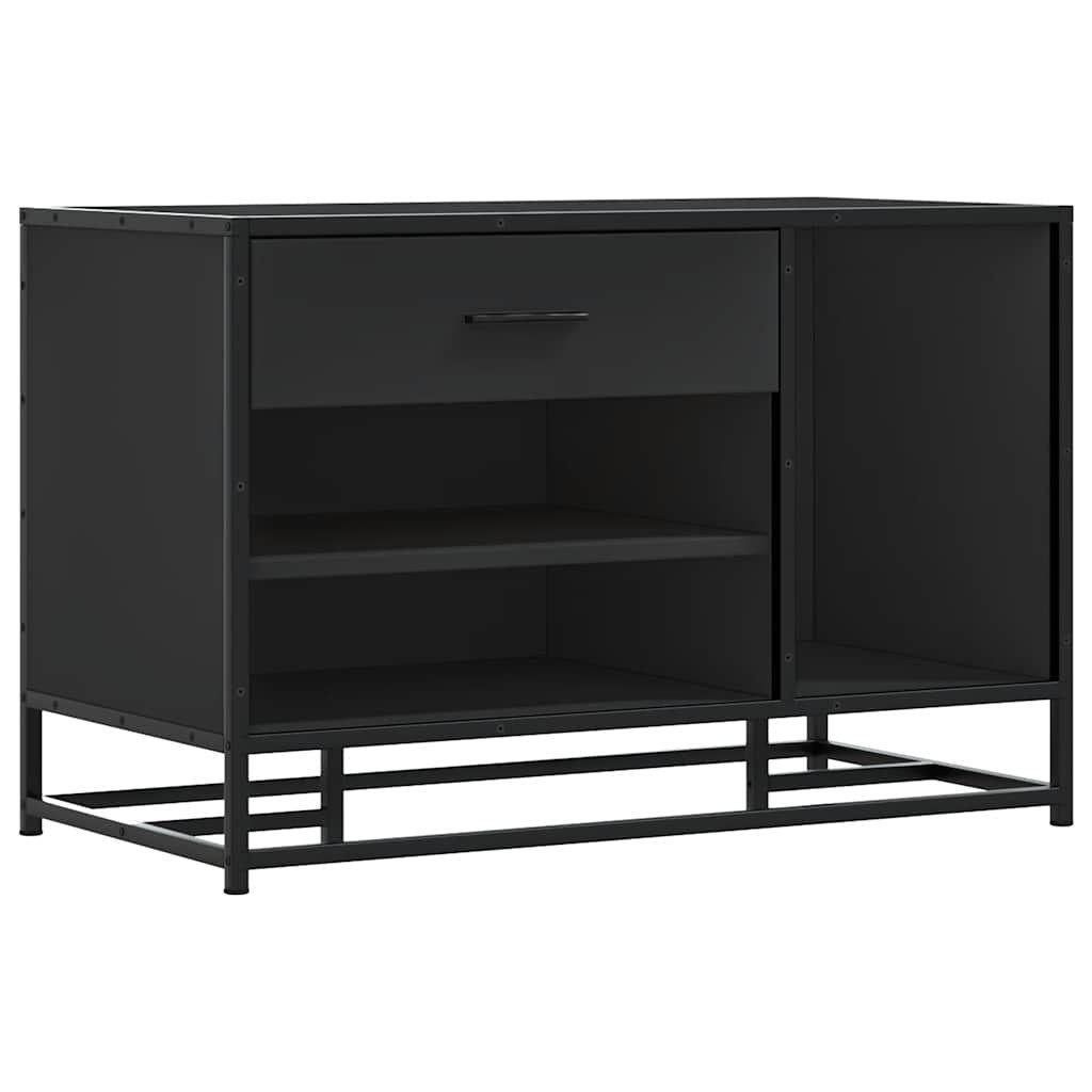 vidaXL Sitzbank Schuhbank Schwarz 80x40x53,5 cm Holzwerkstoff und Metall günstig online kaufen