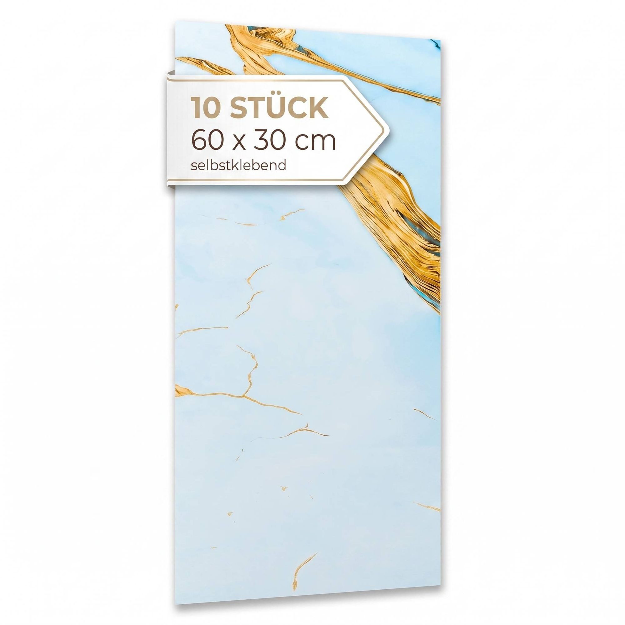 Dalsys Wandpaneel Wandverkleidung selbstklebend aus PVC, BxL: 30x60 cm, (60x30cm Marmoroptik Eisblau, 10-tlg., flexible Wandverkleidung Badezimmer wasserfest) 2,3mm Materialstärke, Spritzschutz Küchenrückwand
