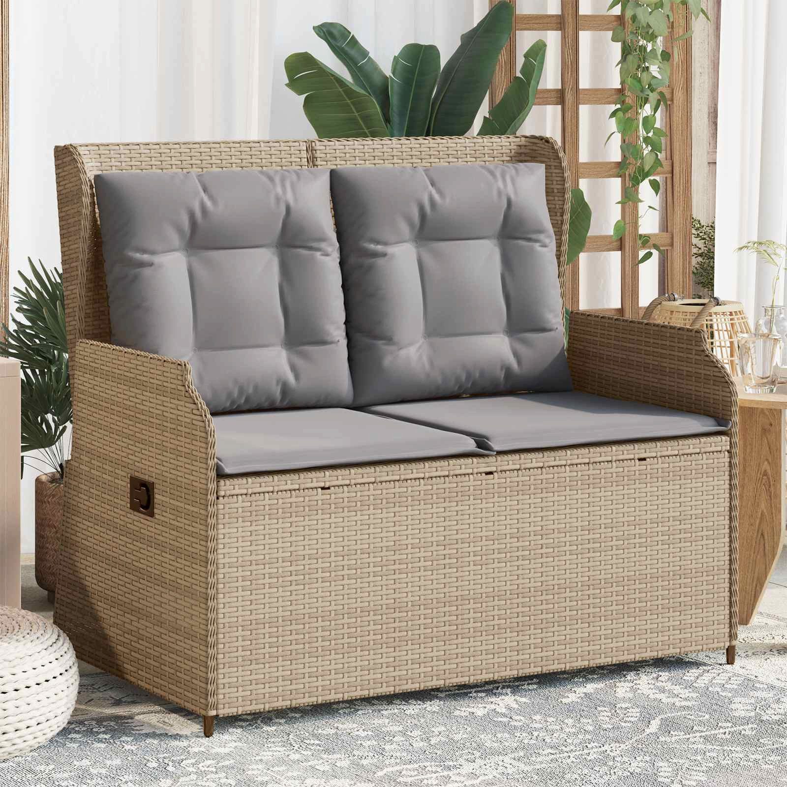 furnicato Gartenbank Beige Reclining 110 x 67 x 95 cm