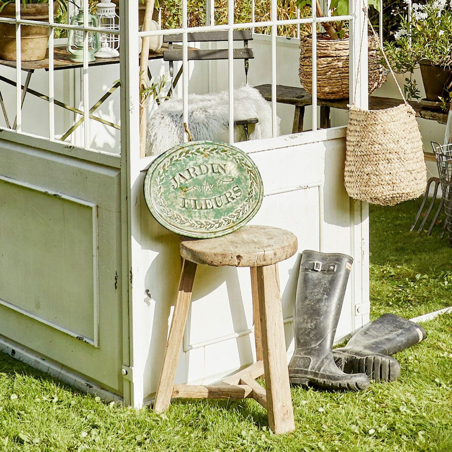 Mirabeau Wanddekoobjekt Deko-Schild Jardin de Fleurs antikgrün