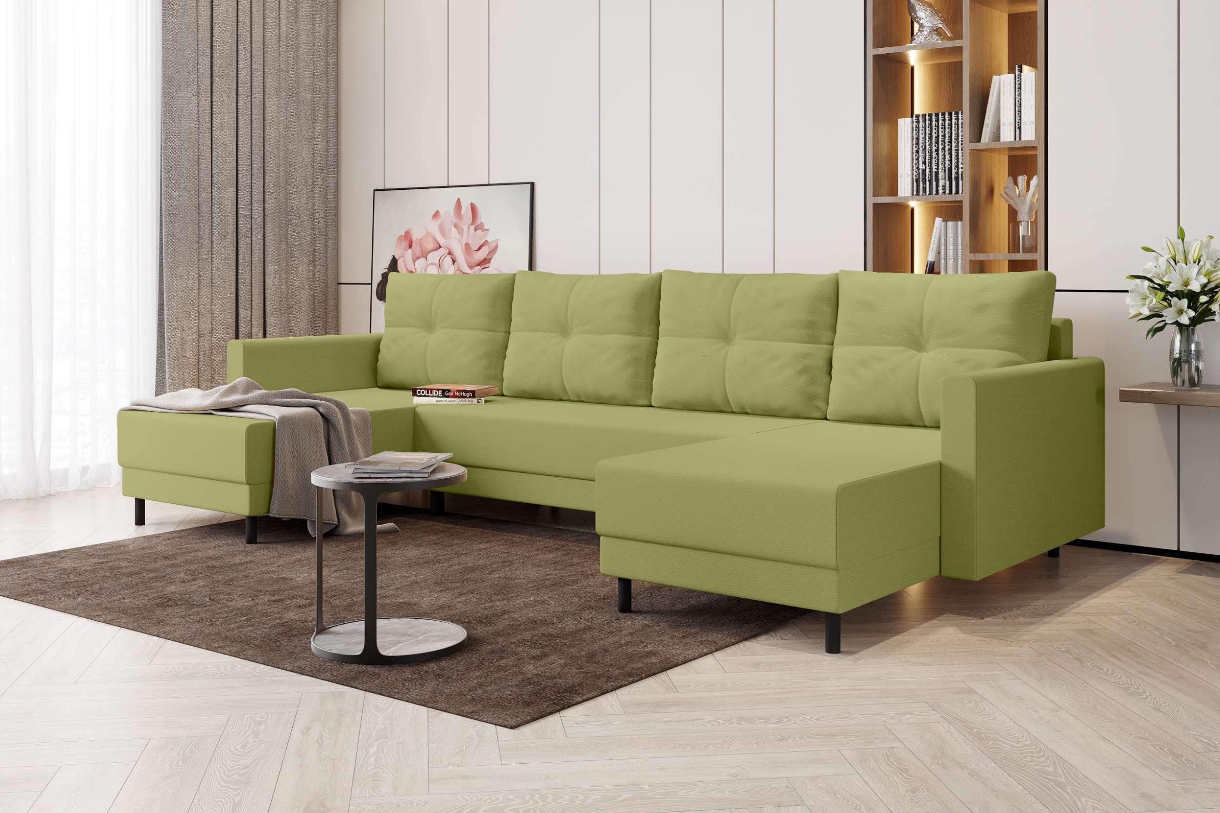 Stylefy Wohnlandschaft Selena, U-Form, mit mit Eckcouch, Bettfunktion, Modern Sitzkomfort, Sofa, Design Bettkasten