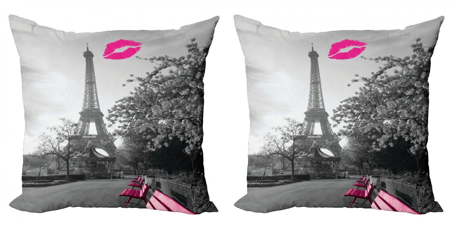 Kissenbezüge Modern Accent Doppelseitiger Digitaldruck, Abakuhaus (2 Stück), Paris Romantische Stadt und ein Kuss