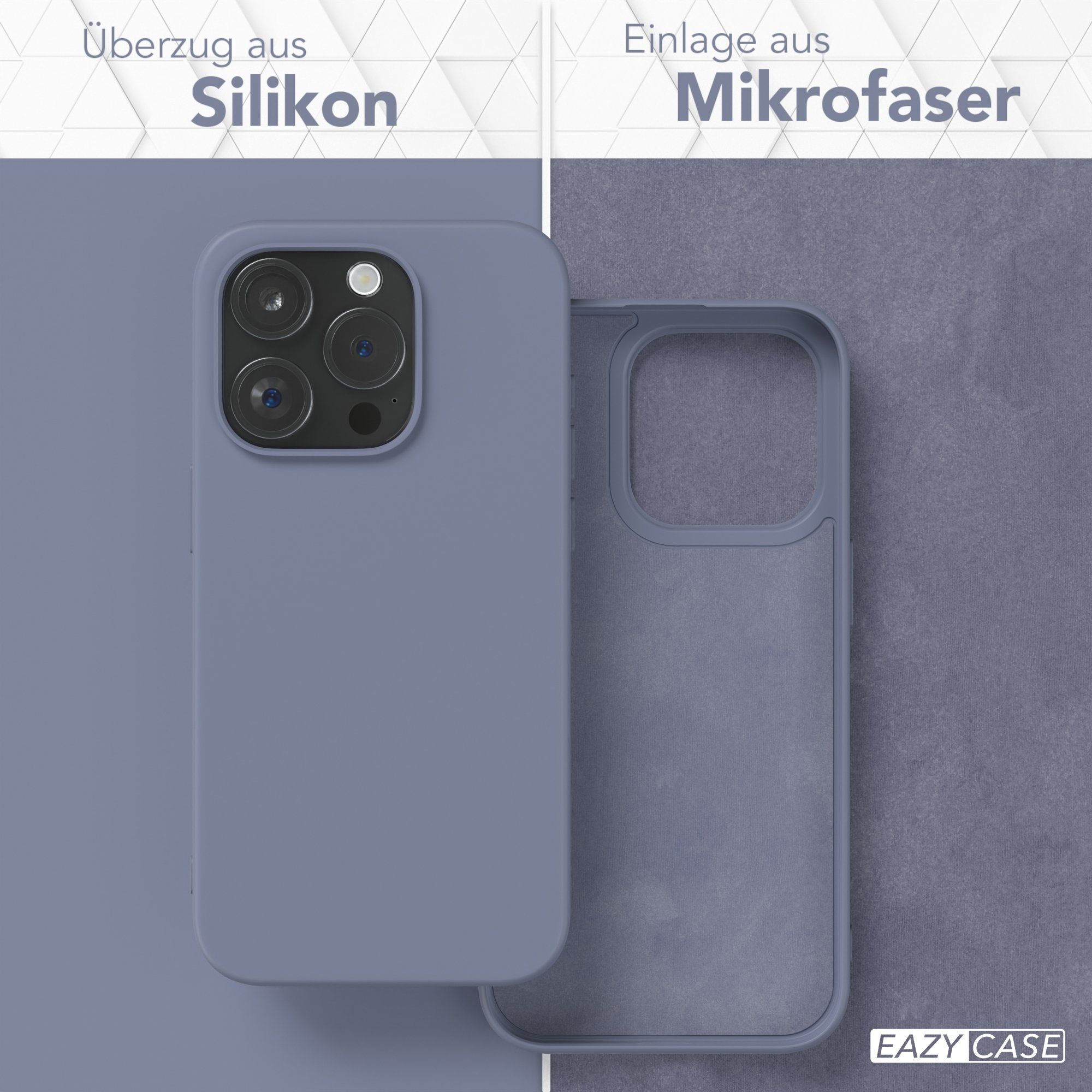EAZY CASE Handyhülle für Apple iPhone 15 Pro Hülle Silikon 6,1 Zoll, Silikon Schutzhülle mit Kameraschutz Matt Back Cover Soft Eis Blau – Bild 3 von 5