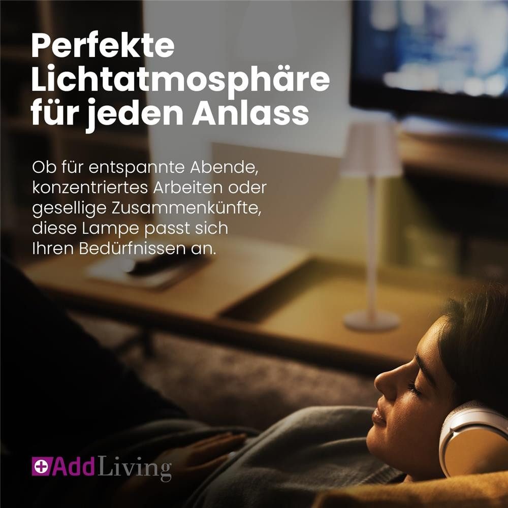 AddLiving LED Tischleuchte LED Tischleuchte Romantic dimmbar Touch 3 Lichtfarben IP44 12h kupfer, 56 LEDs, 3 Lichtfarben, Touch-Funktion, stufenlos dimmbar