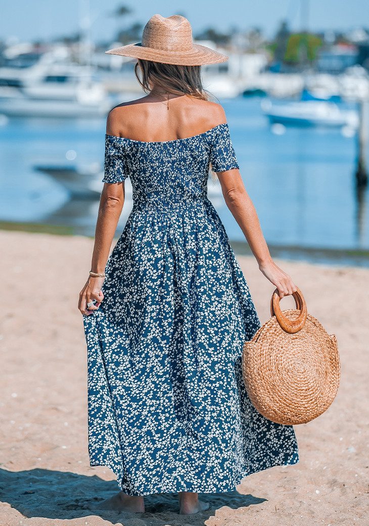 Cupshe Off-Shoulder-Kleid Ditsy Trägerloses Maxikleid