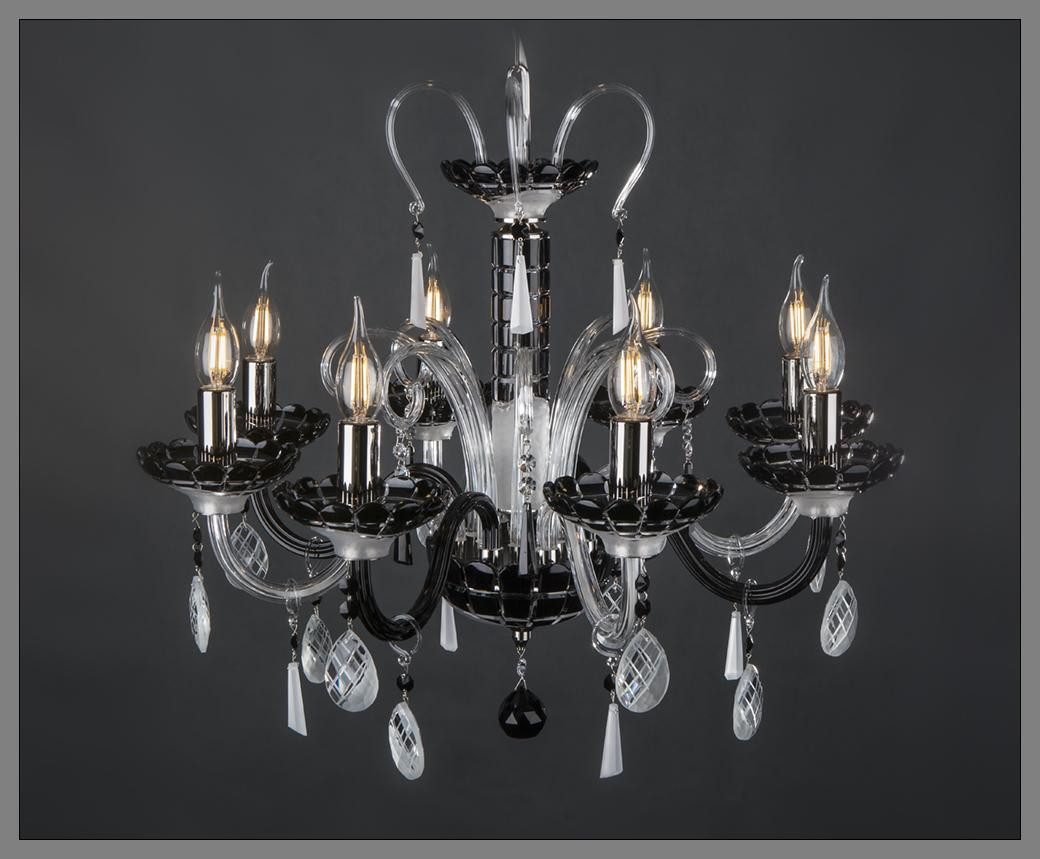 JVmoebel Люстры Bohemia Deckenleuchte Schwarze Kristall Lampe Warmweiß Elegant, Warmweiß, Made in Europa