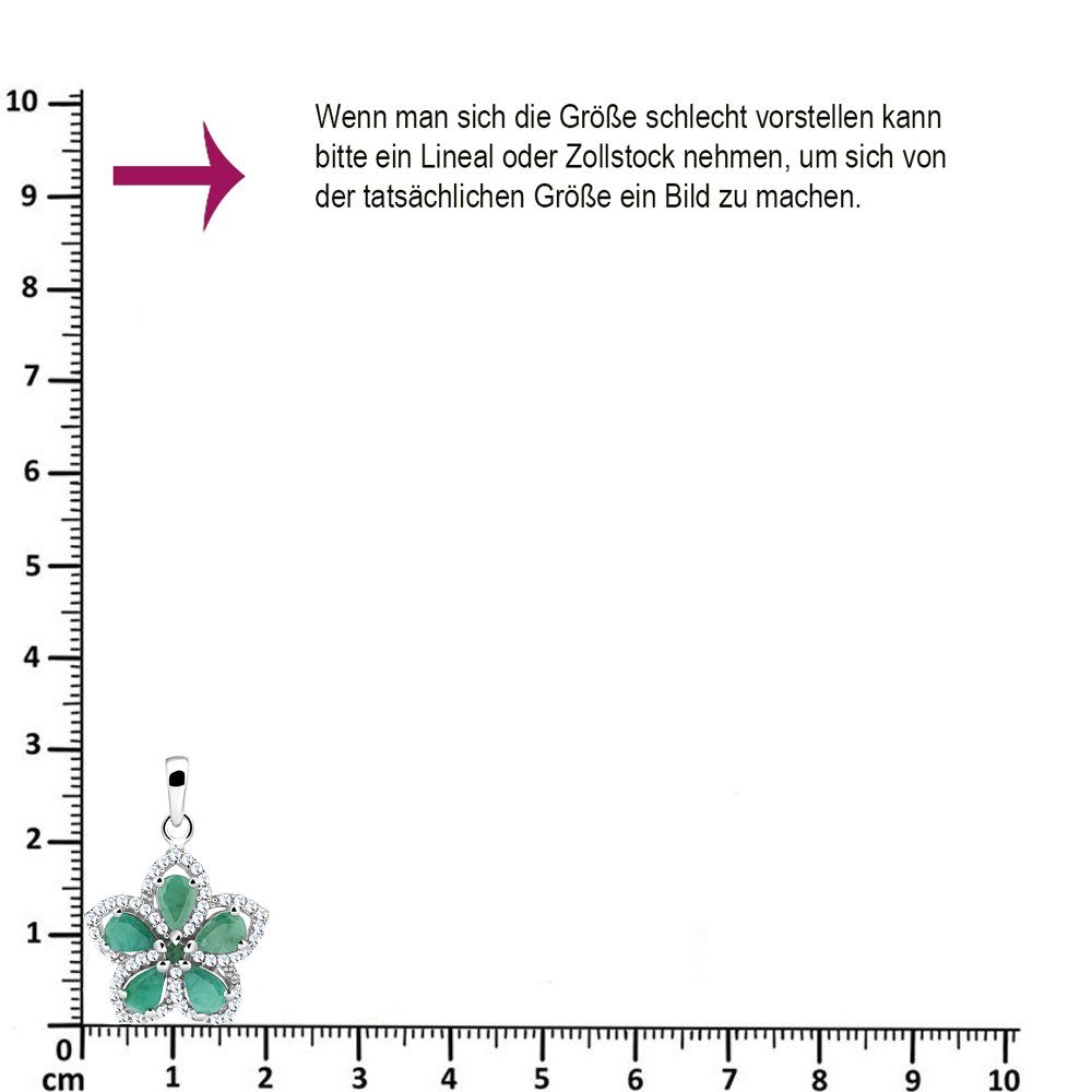 Limana Kette mit Anhänger Blumenkette Damen Smaragd Saphir 925 Silber Geschenk für Frauen (Freundin Mama Ehefrau inkl. Schmuckdose und Tasche), Geburtstag Jahre – Bild 4 von 5