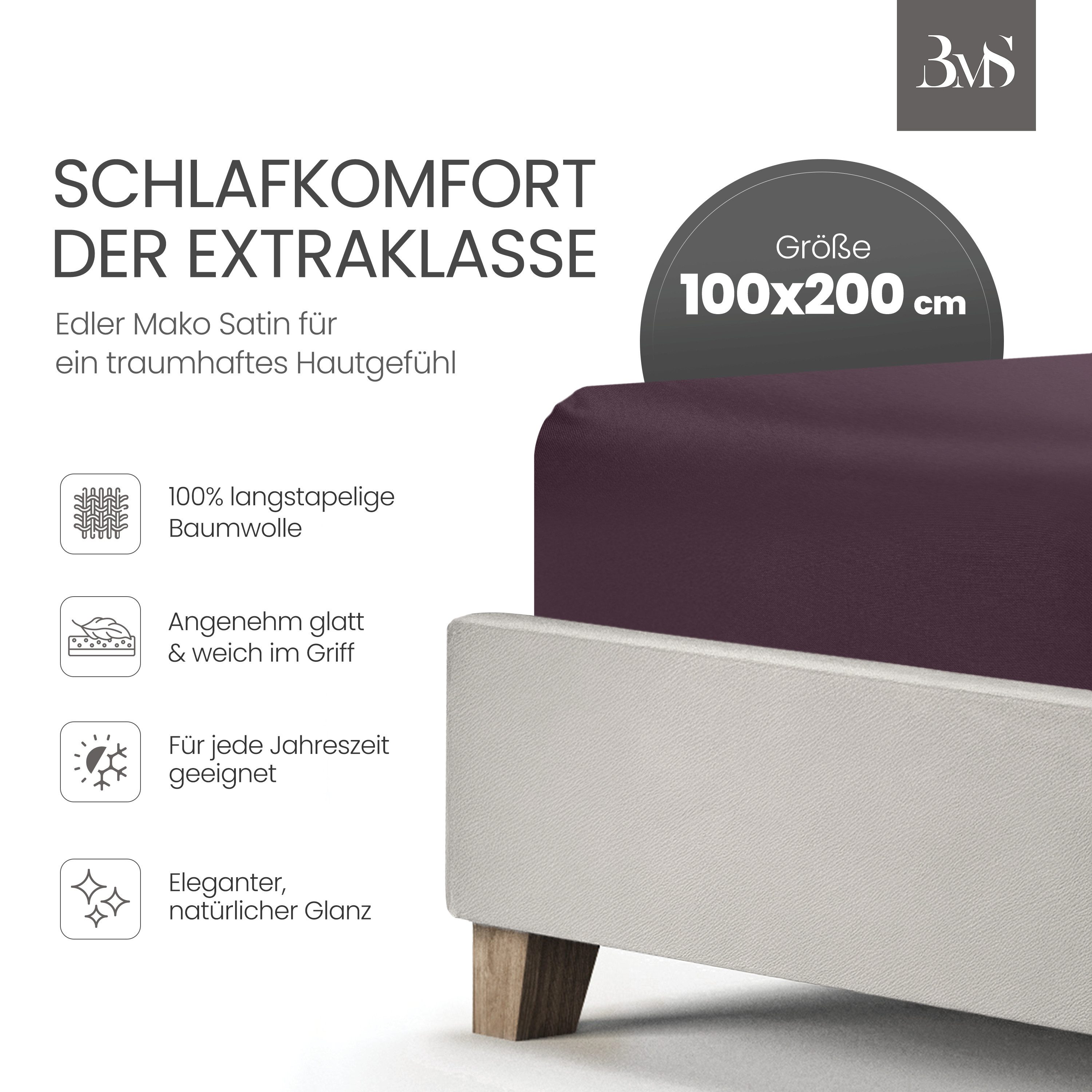 BETTWAESCHE-MIT-STIL Spannbettlaken Mako Satin Spannbettlaken, Matratzenhöh günstig online kaufen