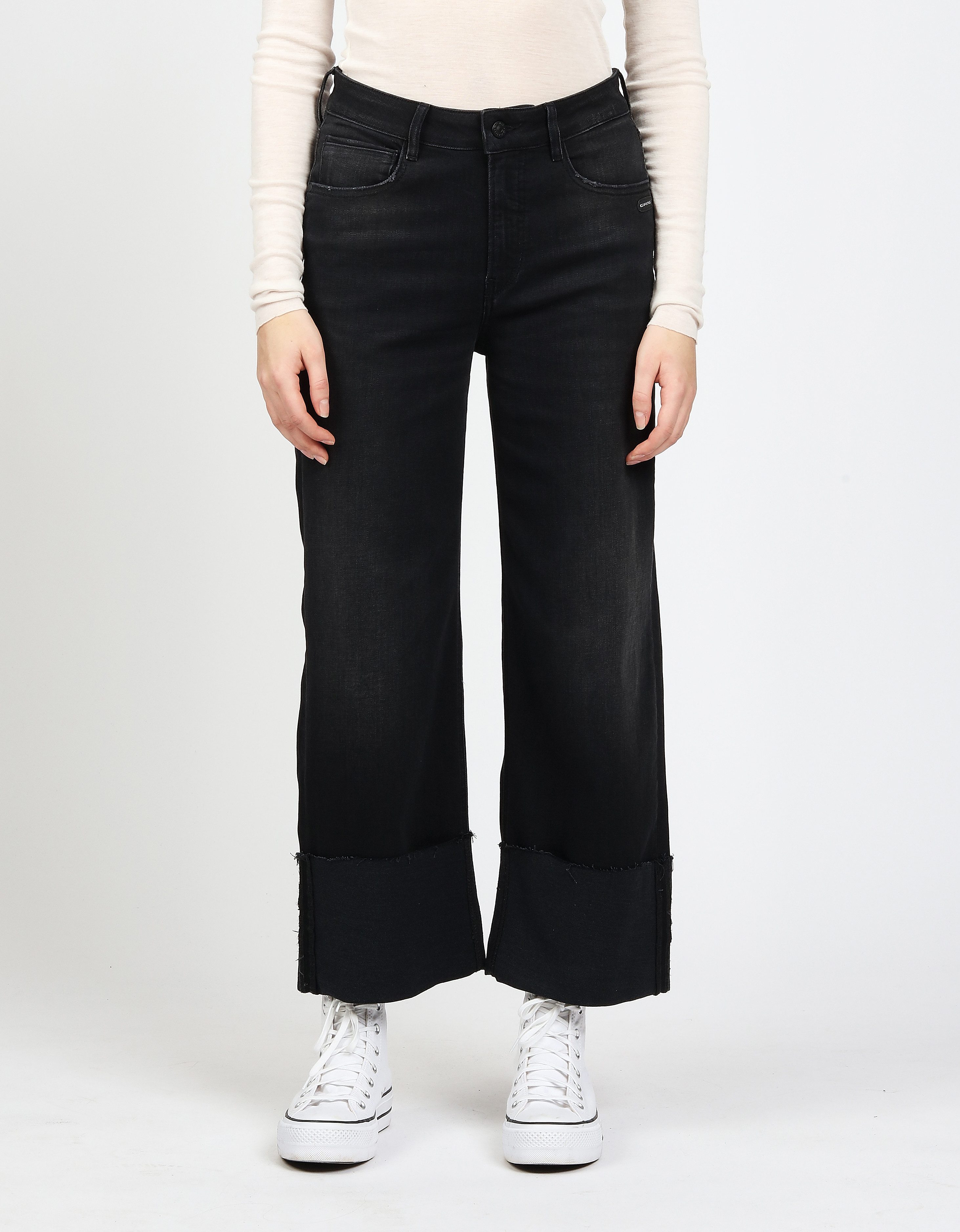 GANG Weite Jeans 94JETTE CULOTTE mit hochgeschlagenem, ausgefranstem Saum, Wide Fit