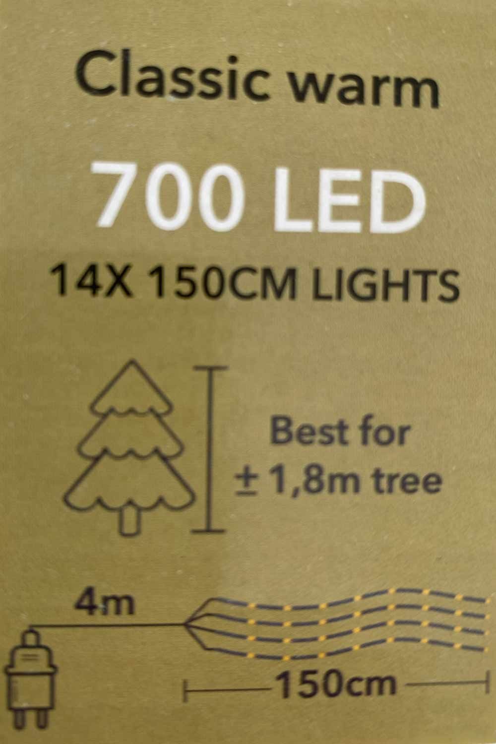 warmweiß LED Coen 150cm 14 LEDs Lichternetz Bakker BV Stränge Deco 700 LED-Baummantel, 700-flammig,