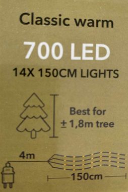 Coen Bakker Deco BV LED-Baummantel, 700-flammig, LED Lichternetz 150cm 14 Stränge 700 LEDs warmweiß