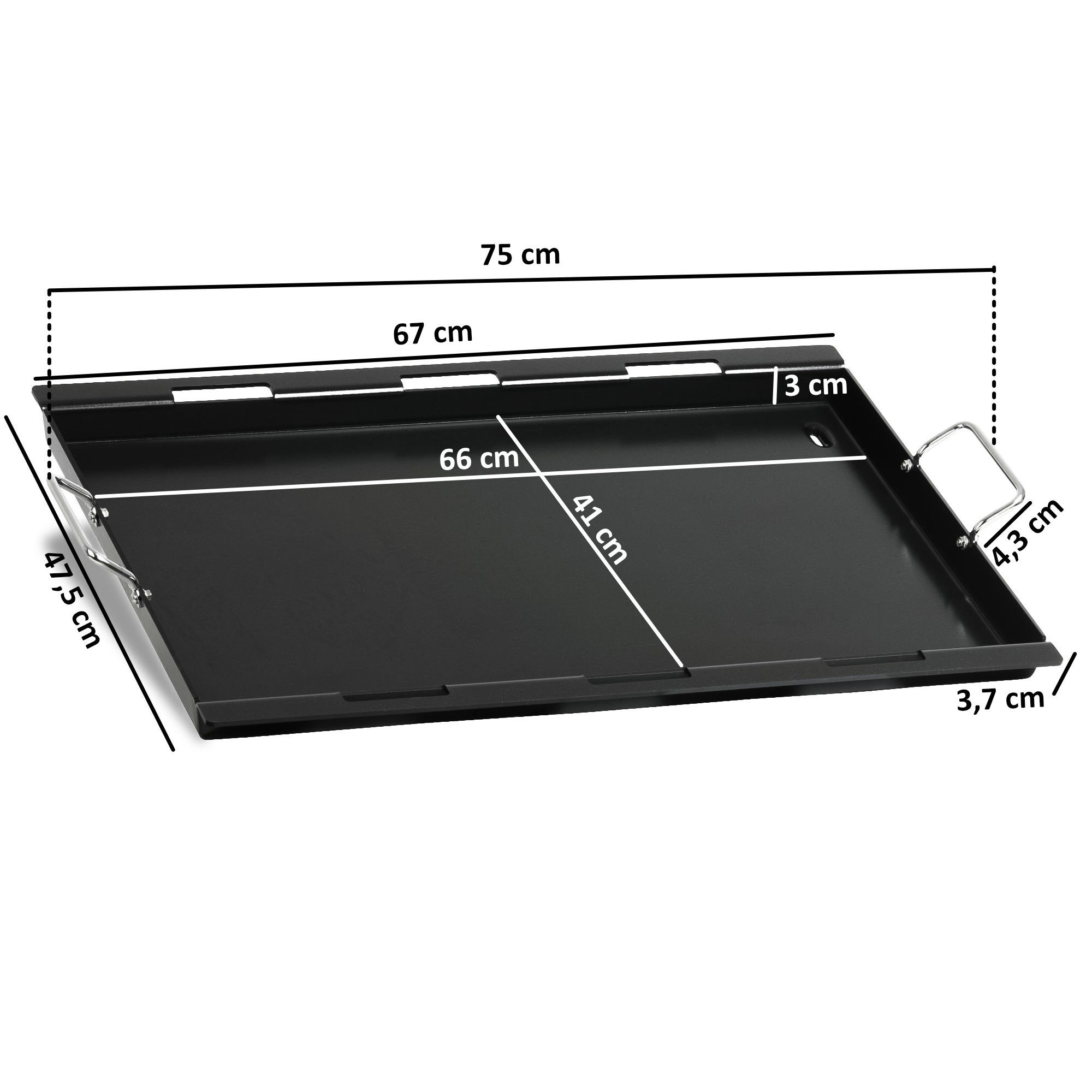 BBQ-Toro Grillplatte Stahl Keramik Grillplatte 67 x 47,5 cm, Keramikbeschichtete Grillplat, Einfache Reinigung