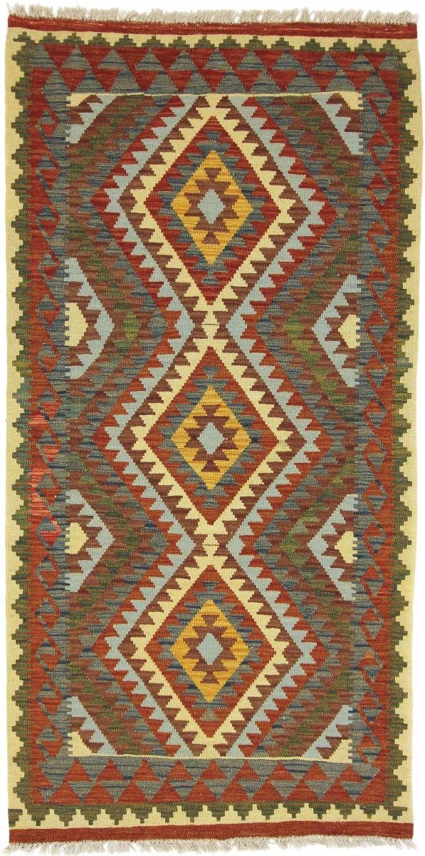 Orientteppich Kelim Afghan 101x205 Handgewebter Orientteppich Läufer, Nain Trading, rechteckig, Höhe: 3 mm