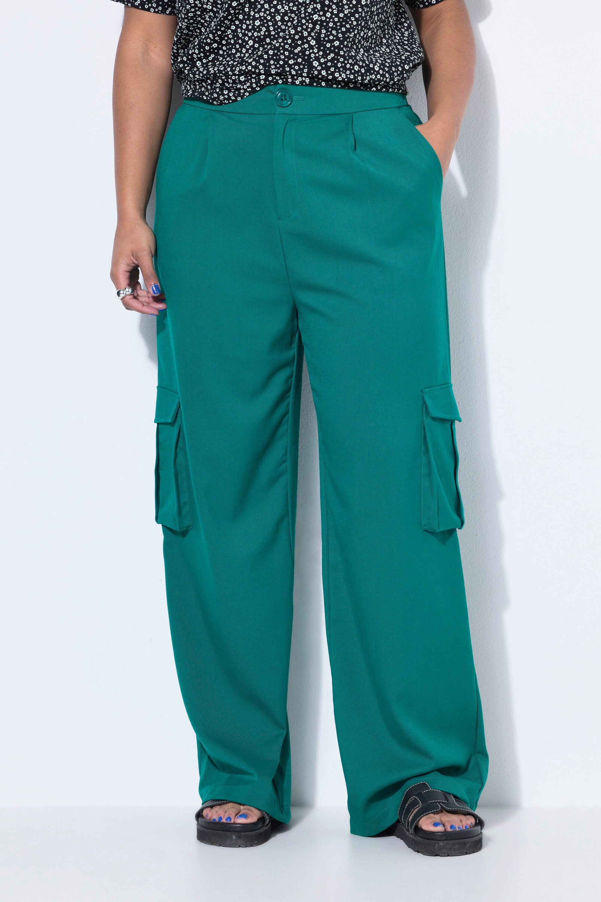 Funktionshose Cargohose High Waist Wide Legs Cargotaschen