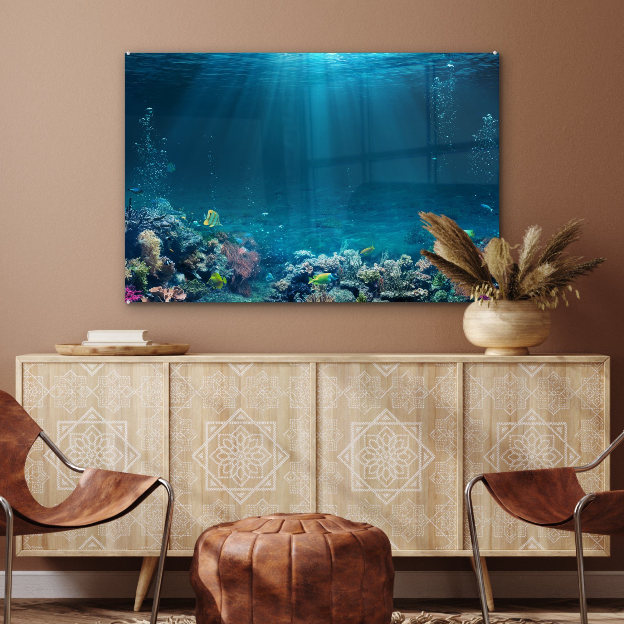 - (1 & Acrylglasbilder Wohnzimmer Ozean bunt Acrylglasbild MuchoWow - Korallen, Schlafzimmer Fische St),