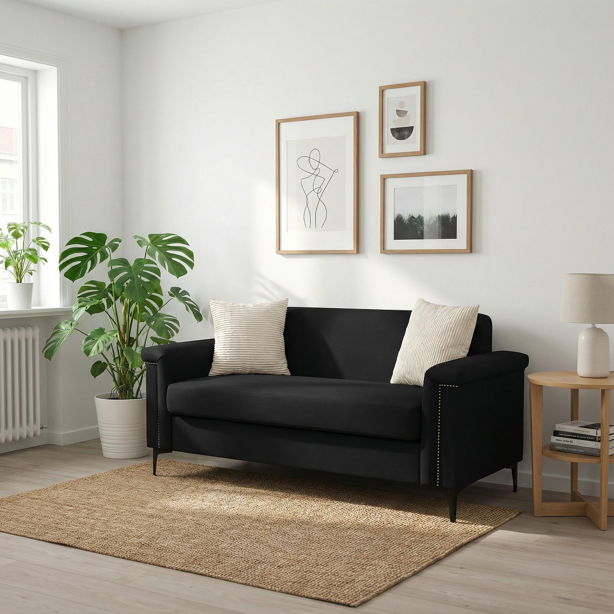 STILVORA Schlafsofa 2 Sitzer sofa Zweisitzer für Wohnzimmer, Schlafzimmer,Massivholzrahmen, Taschenfederkern mit Schaumstoff, Leinen-Bezug,ergonomische Sitztiefe