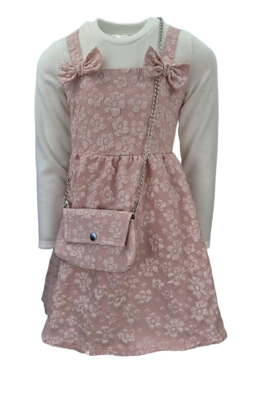 Girls Fashion 2-in-1-Kleid Mädchen Kleid mit Langarmshirt und Tasche K9751e