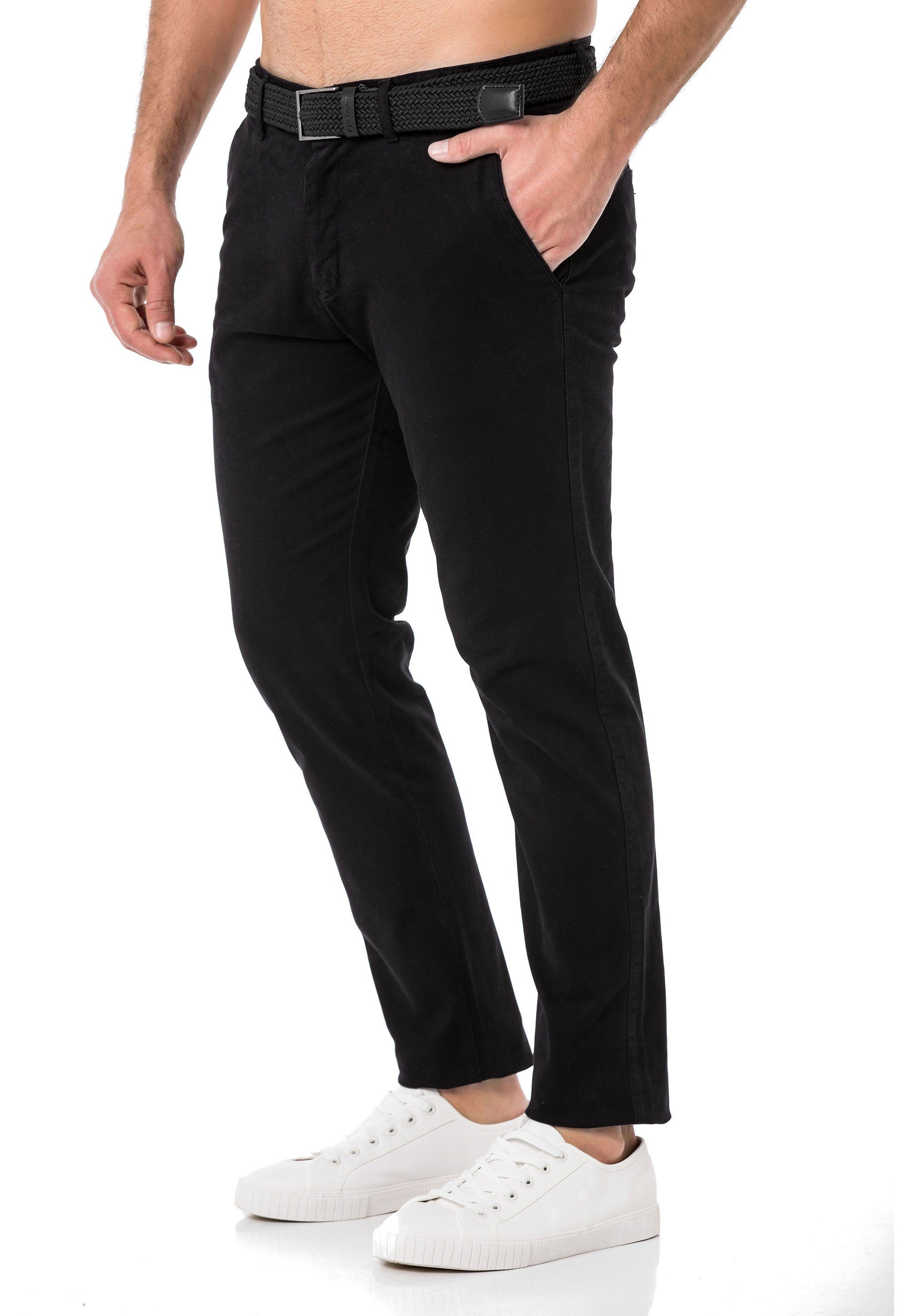 mit Hose Chino Pants Schwarz Chinohose RedBridge Gürtel